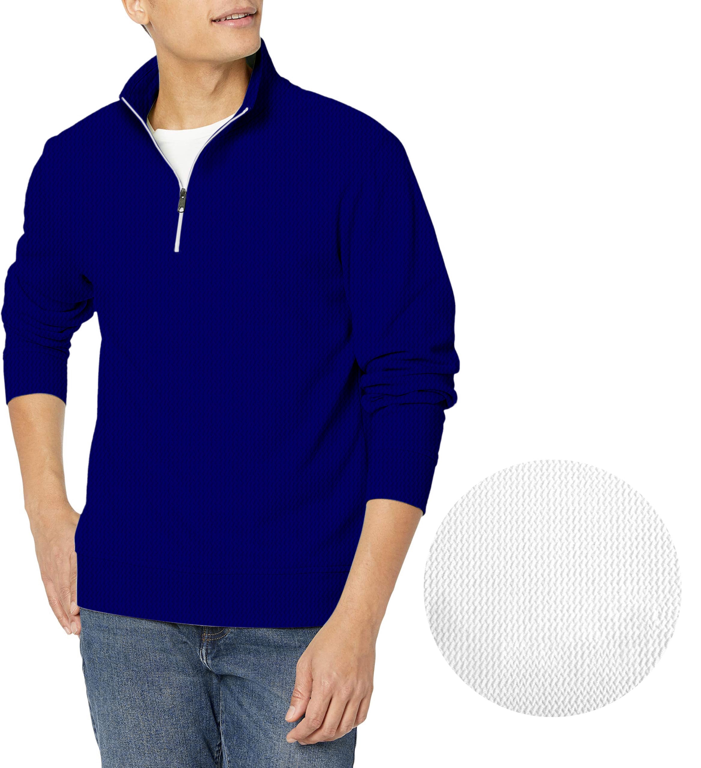 pure navy-Men's Golf Waffle Zipper Pullover