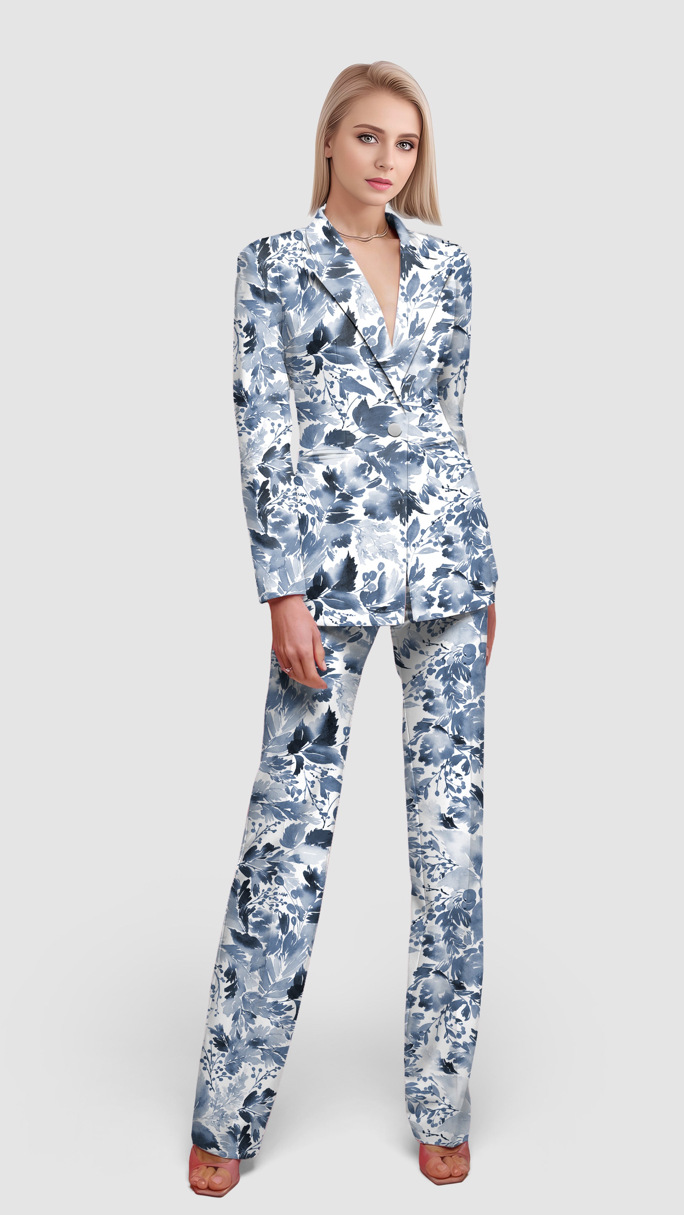 BLUE LEAVES-Women's Blazer Casual Work Office Blazer Suit set