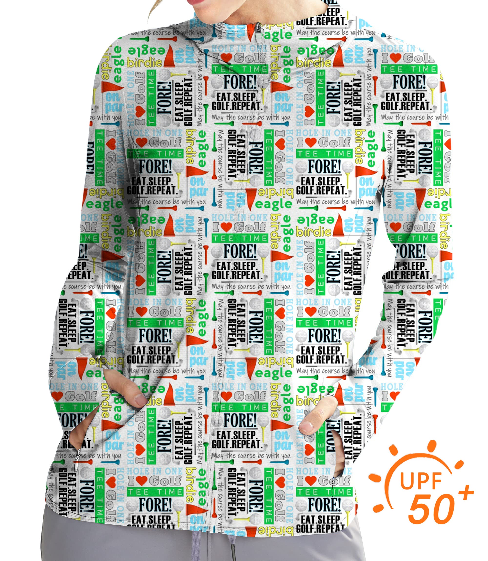 Women's Outdoor I love golf Golf Sun Protection Slim Fit zip hoodies