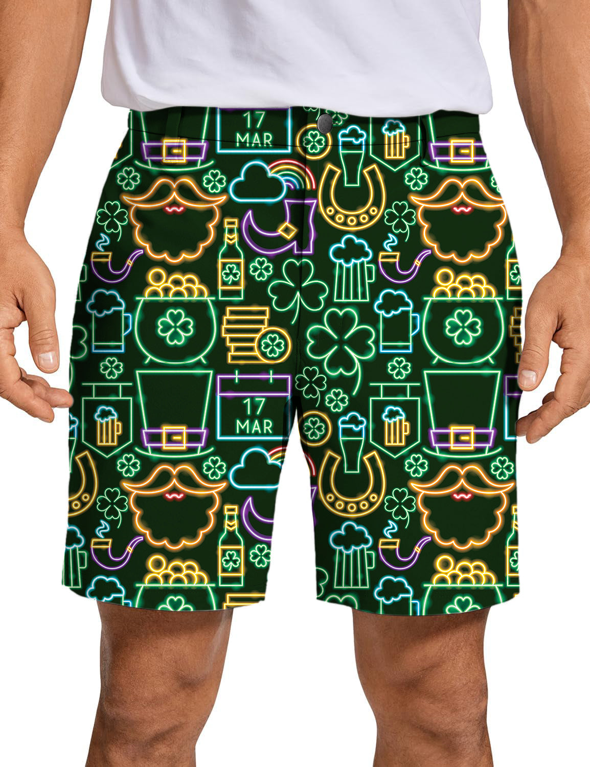 Men's Neon Saint Patty's Party Golf Shorts