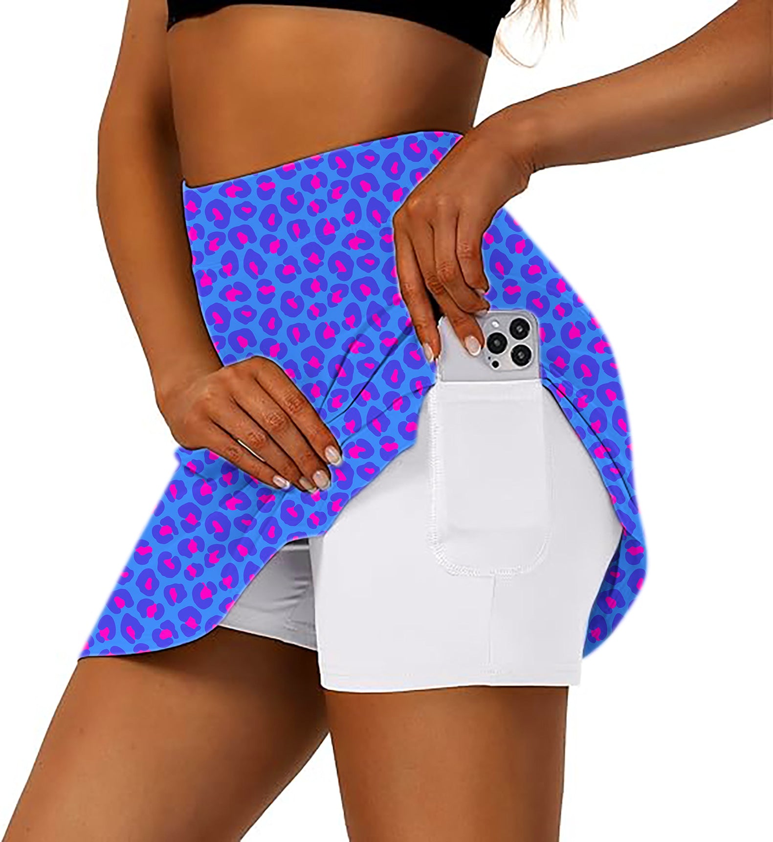 Fluorescent Women's Athletic Golf Skorts Flared Skirts