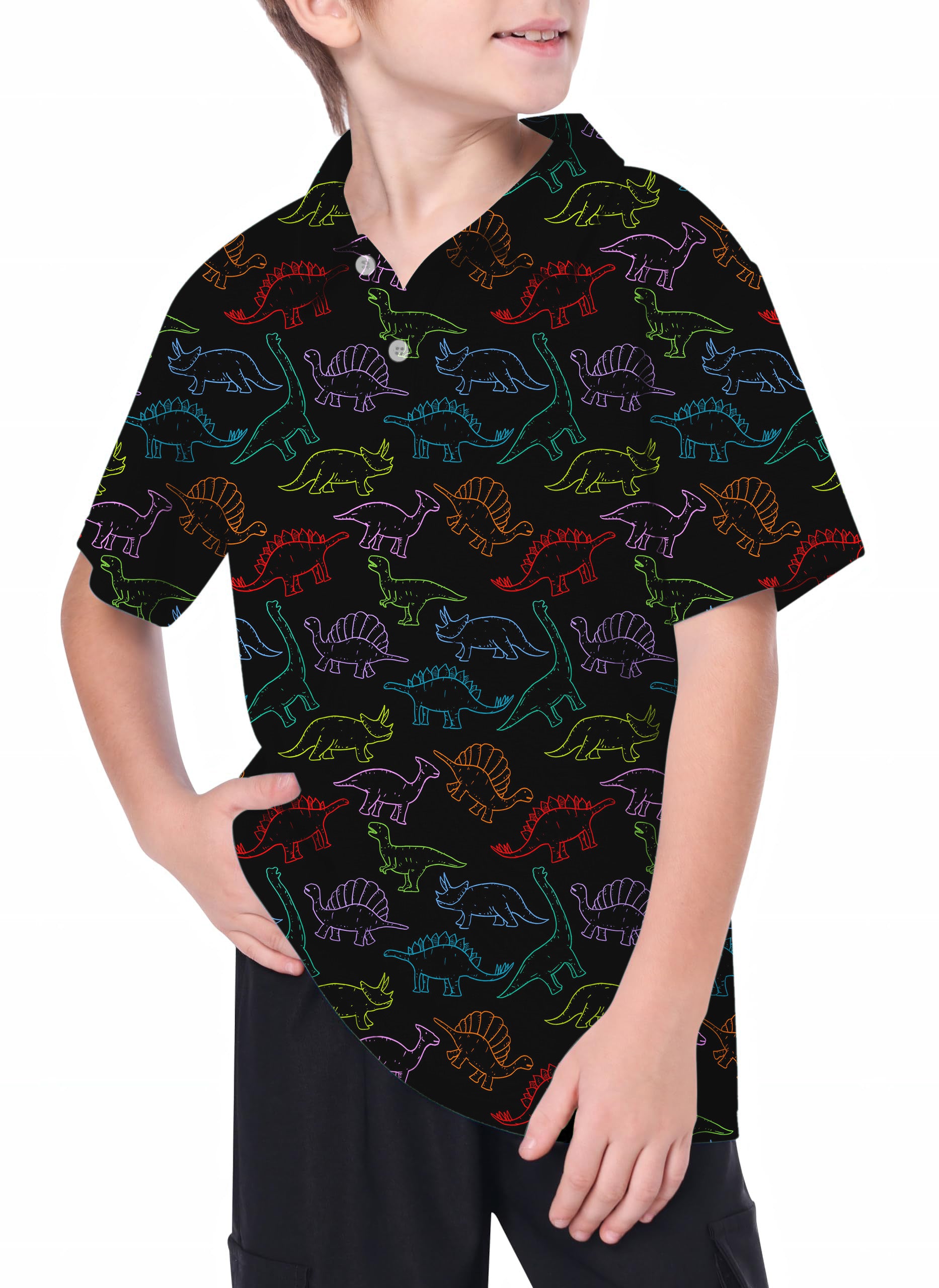 Youth Electric Dinos Golf Polo