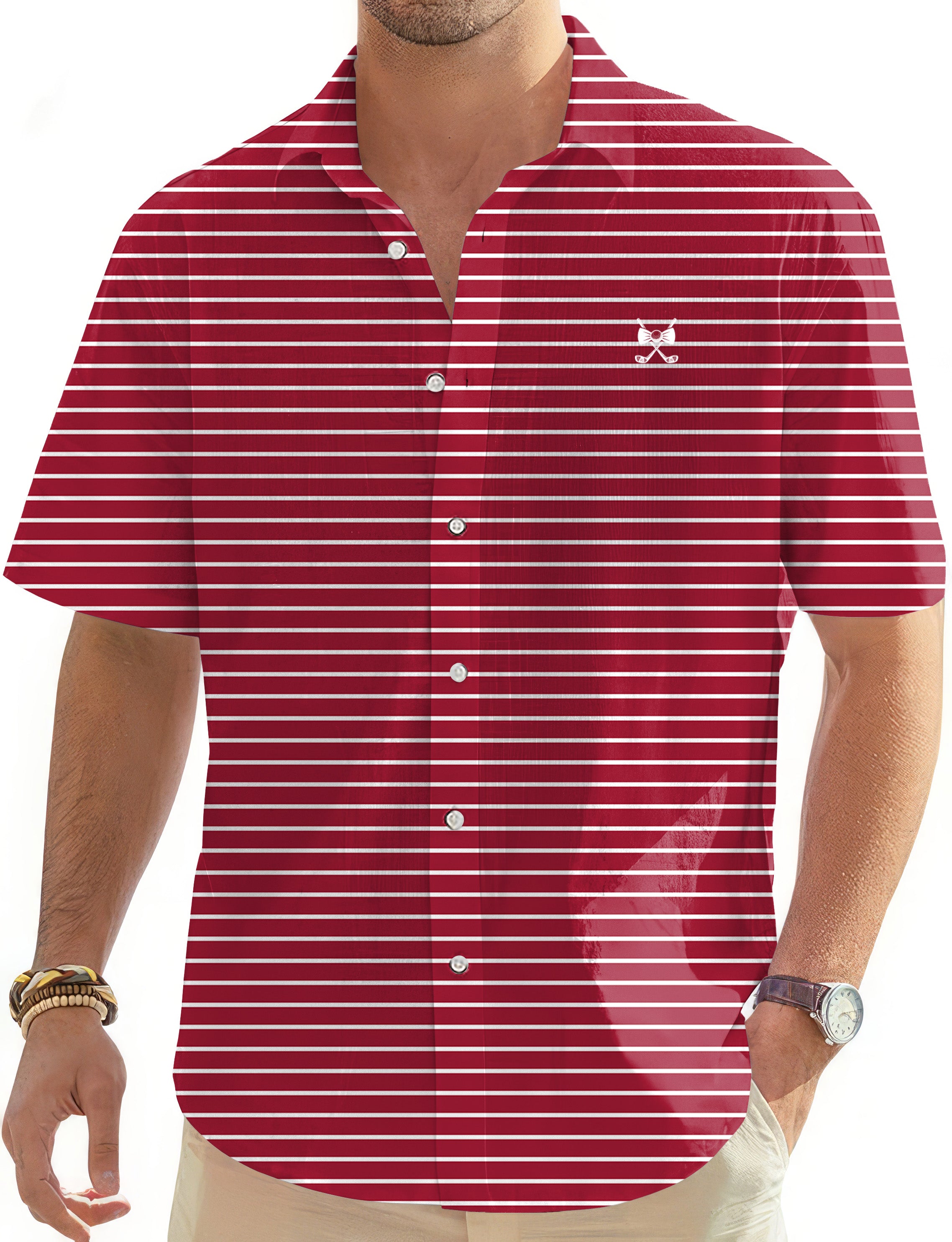 Denver MVP Red Men's Golf Hawaiian Shirts Button Down Shirt