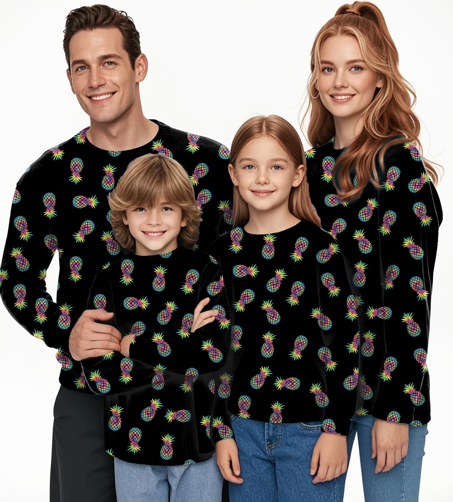 Colored Pineapple Crewneck Pullover Ugly Sweater Men Women boy girl family