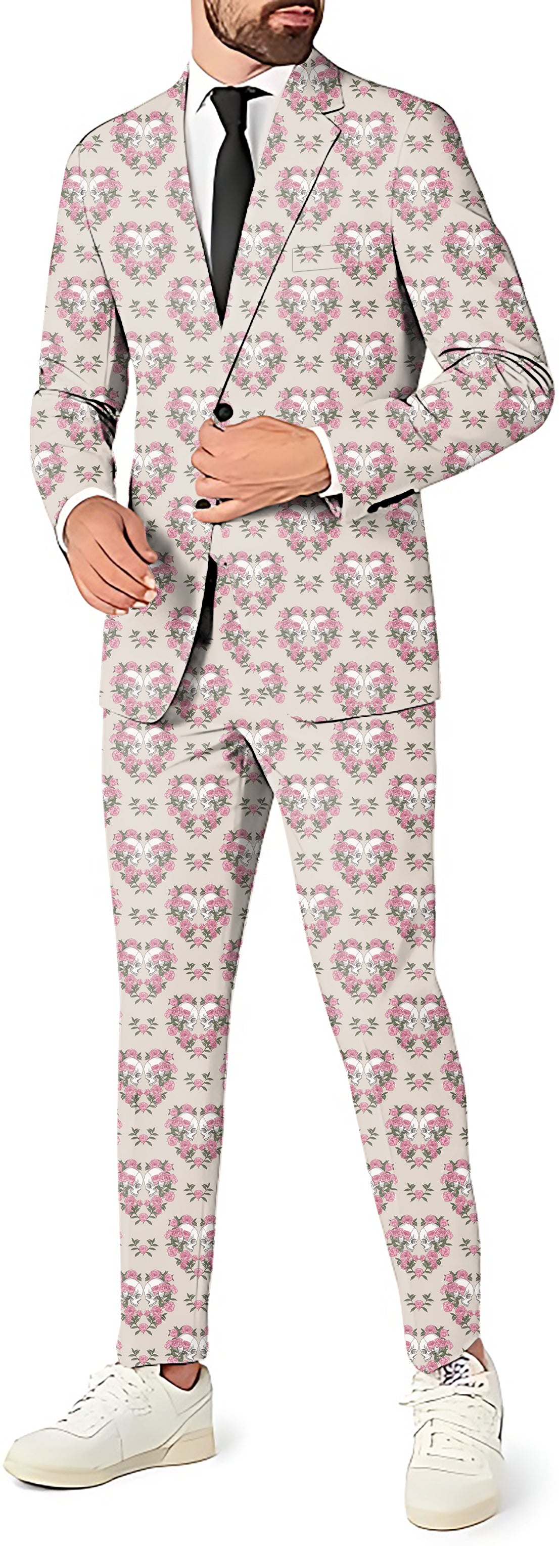 Halloween Skull Rose Men's Party Costumes-Theme Party 2 or 3pcs Suit set-Blazer Pants & Vest