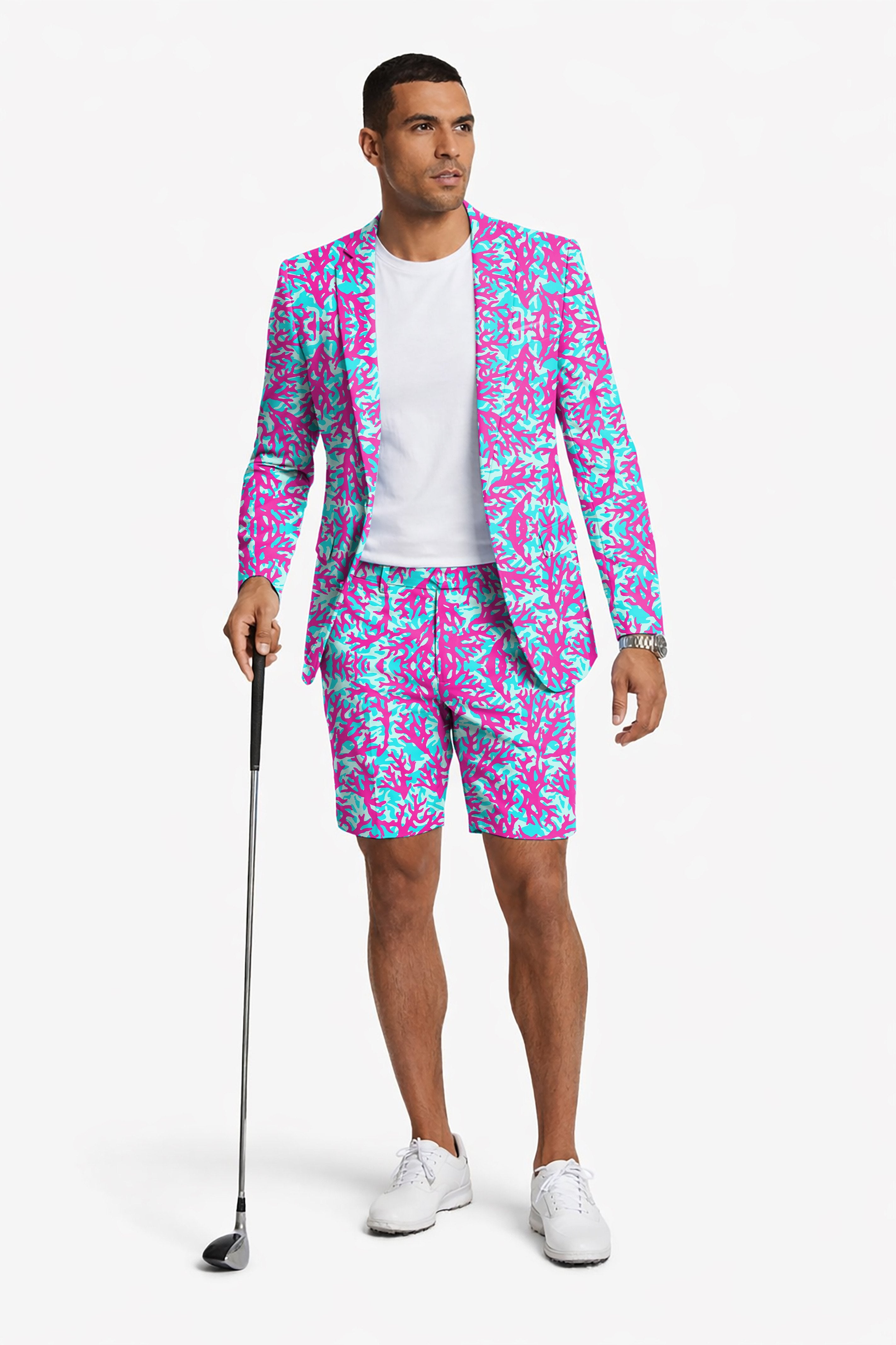 Coral Reef Men's Party Costumes-Theme Party 2pcs Suit set-Blazer Shorts