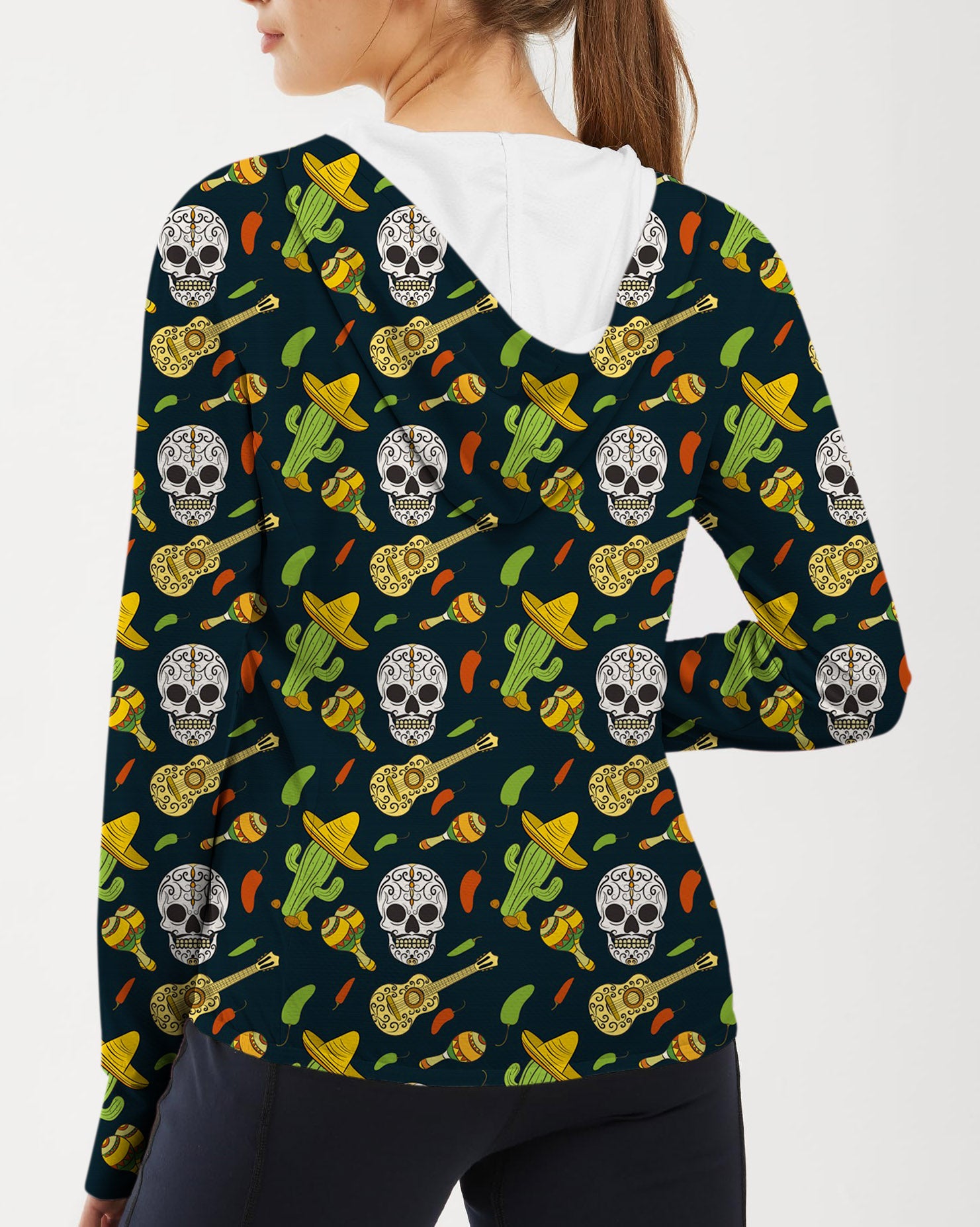 Women's Outdoor Cactus and Skull Golf Sun Protection Slim Fit zip hoodies