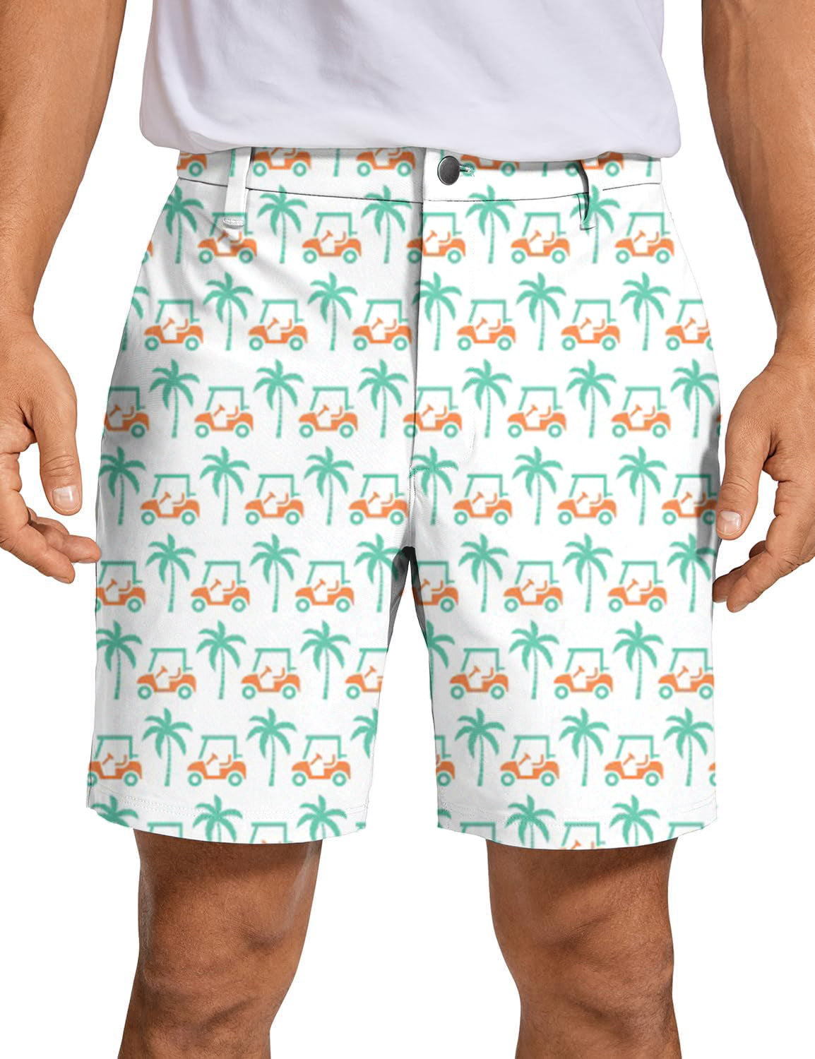 Men Palm trees and golf carts Golf Shorts