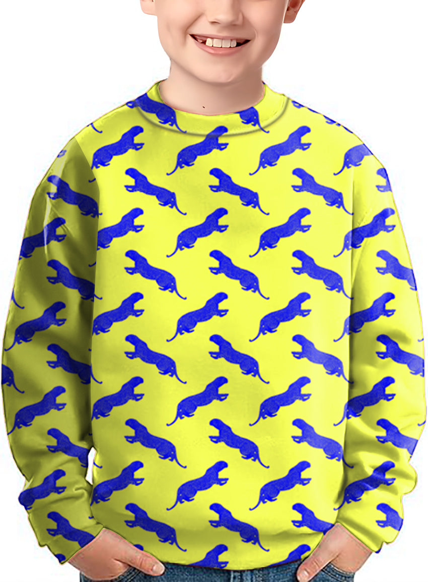 blue leopard Crewneck Pullover Kids Ugly Sweater