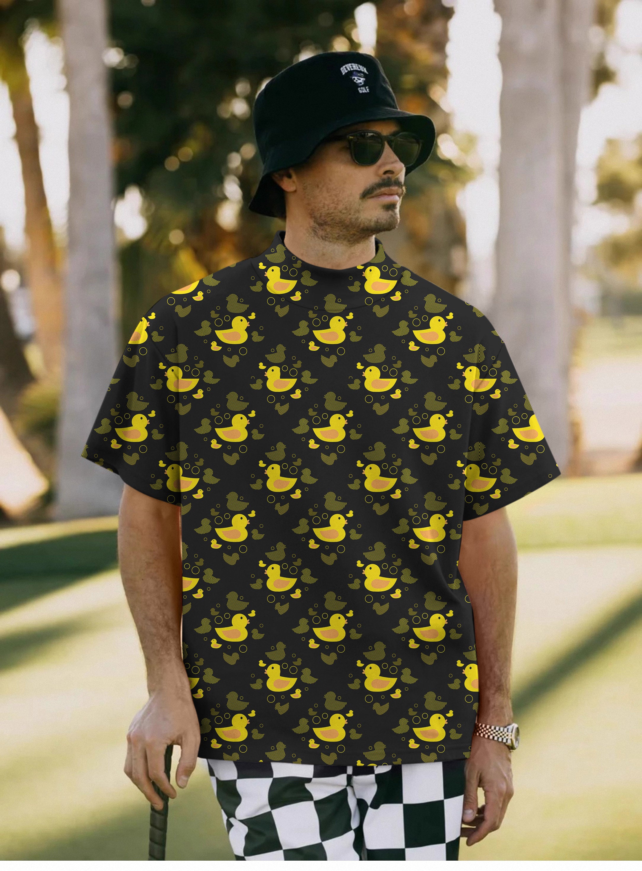 Men's Yellow duck Pullover High neck Long/Short sleeve T-Shirt