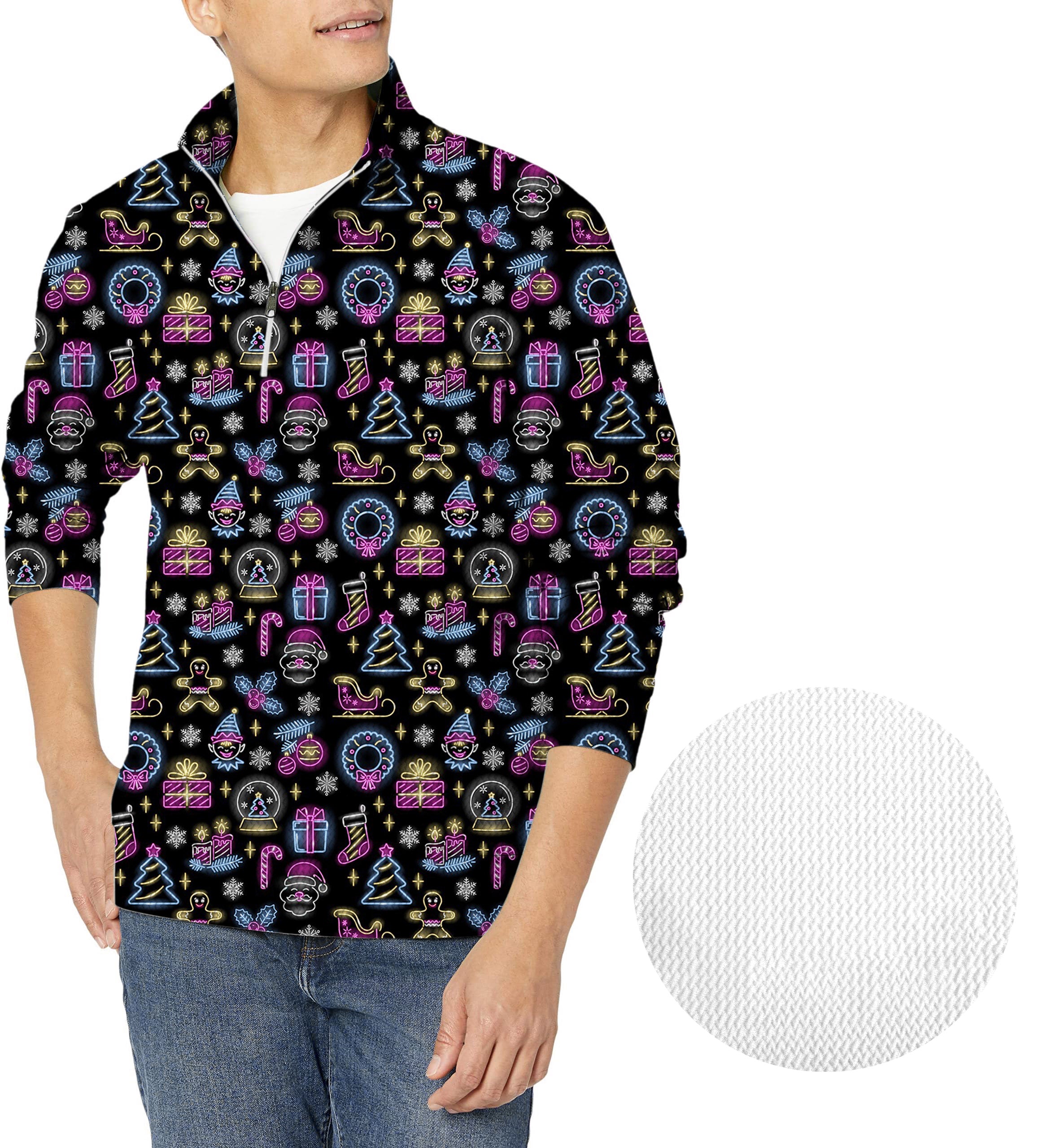 The Season Christmas Neon-Men's Golf Waffle Zipper Pullover