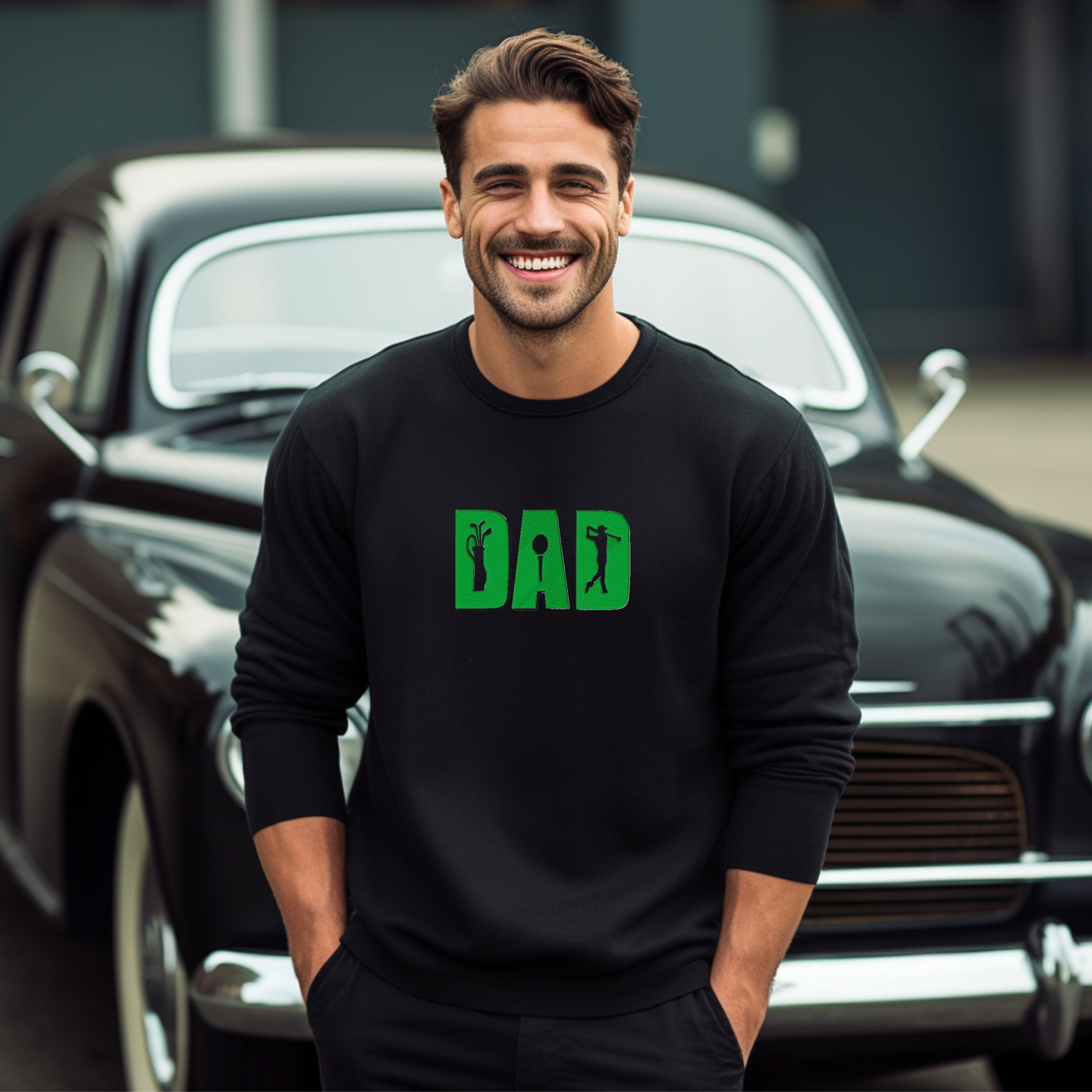 Dad Embroidered pattern men's golf sweater outerwear