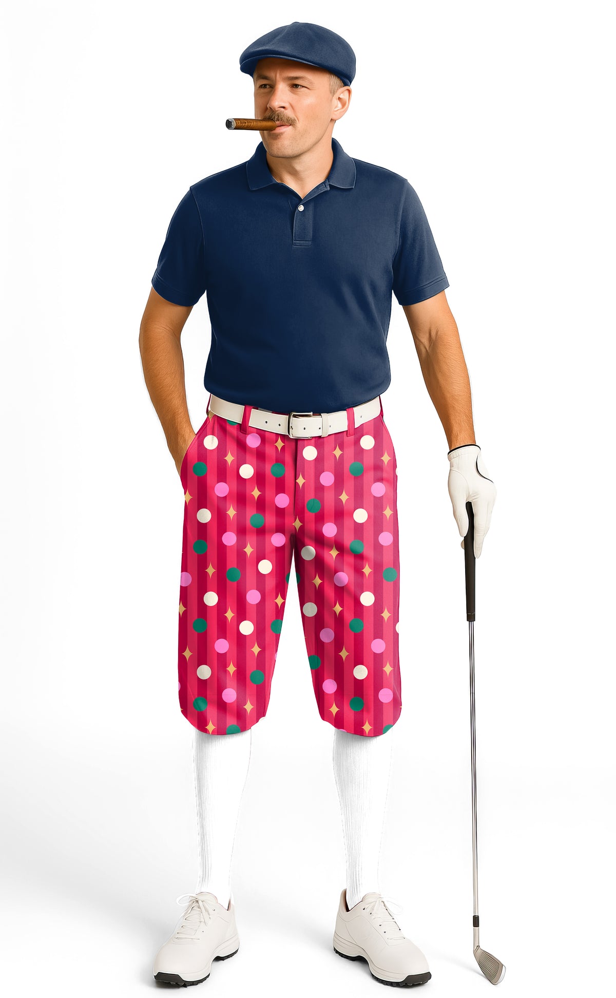 Red Christmas Lollipops Men's Golf Knickers Pants