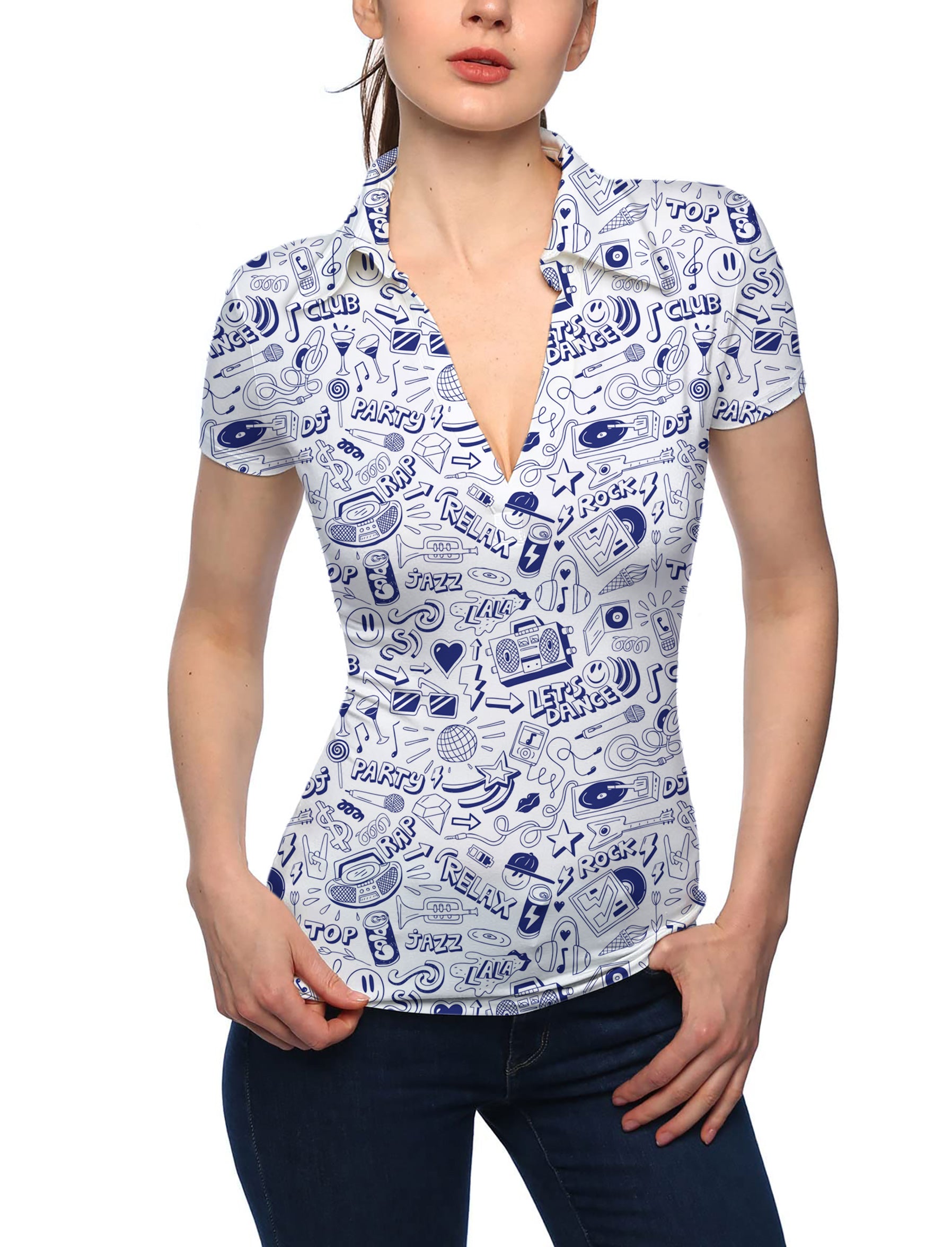 Women's Fore Play V Neck Golf Polo