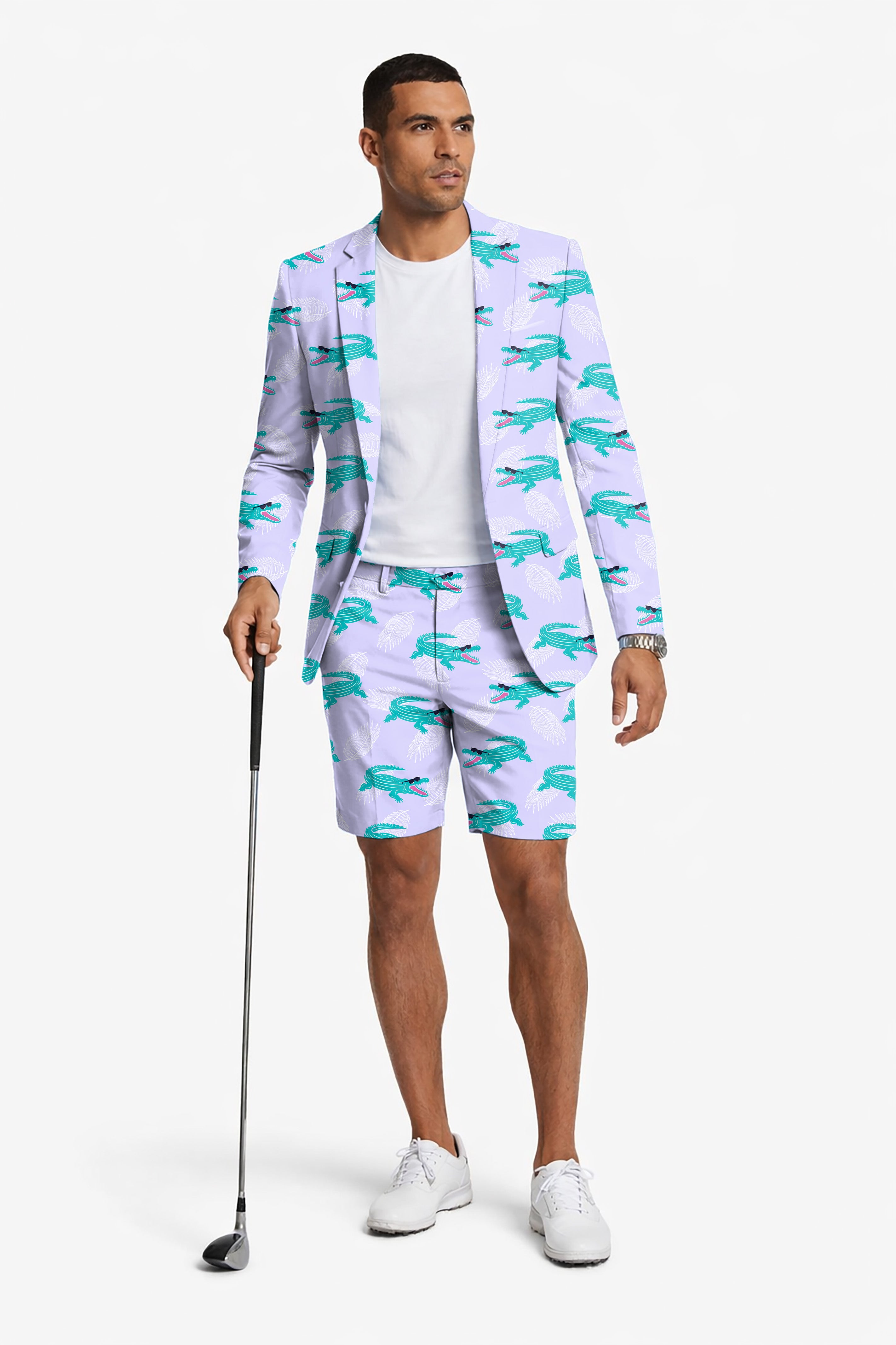 Gator On The Course Men's Party Costumes-Theme Party 2pcs Suit set-Blazer Shorts