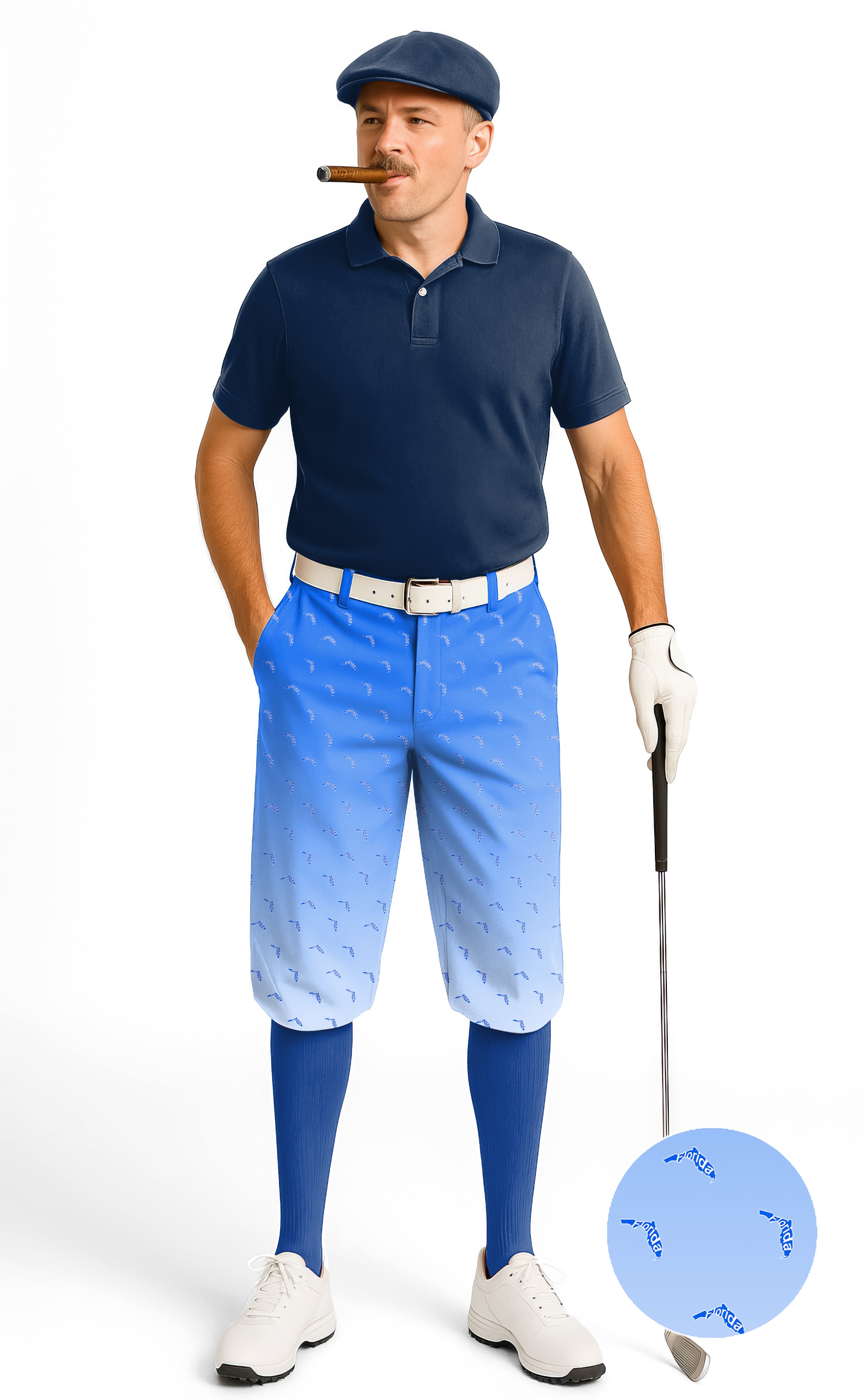 Blue Florida Men's Golf Knickers Pants