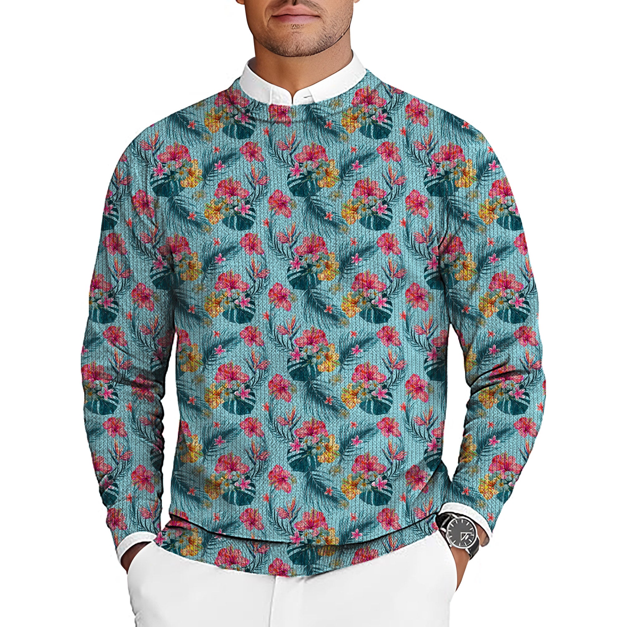 Tropics Men's Golf Crewneck Pullover Sweaters Ugly Sweater