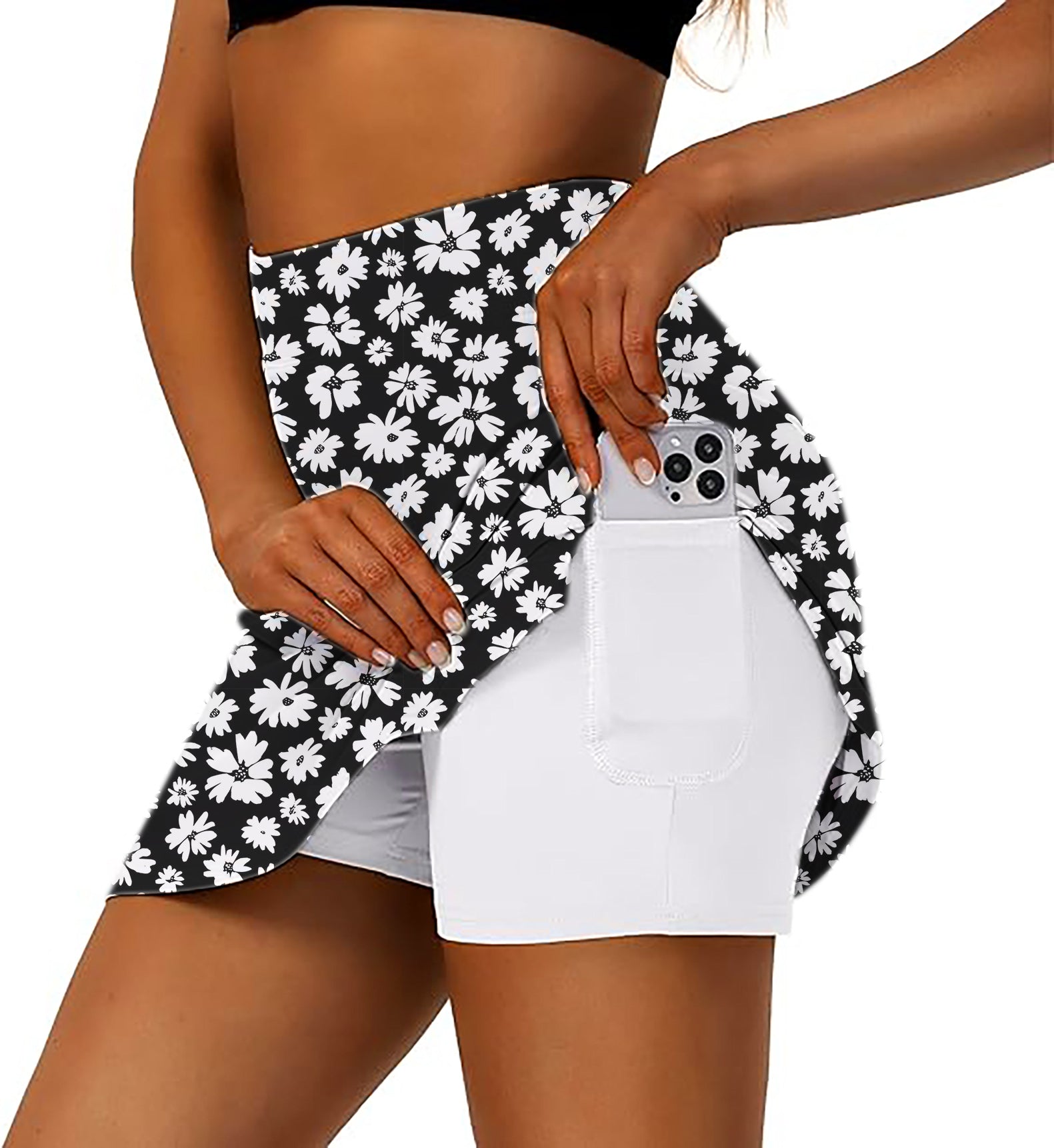 Women's Zebra Daisy Golf Skirts Inner Shorts Pocket