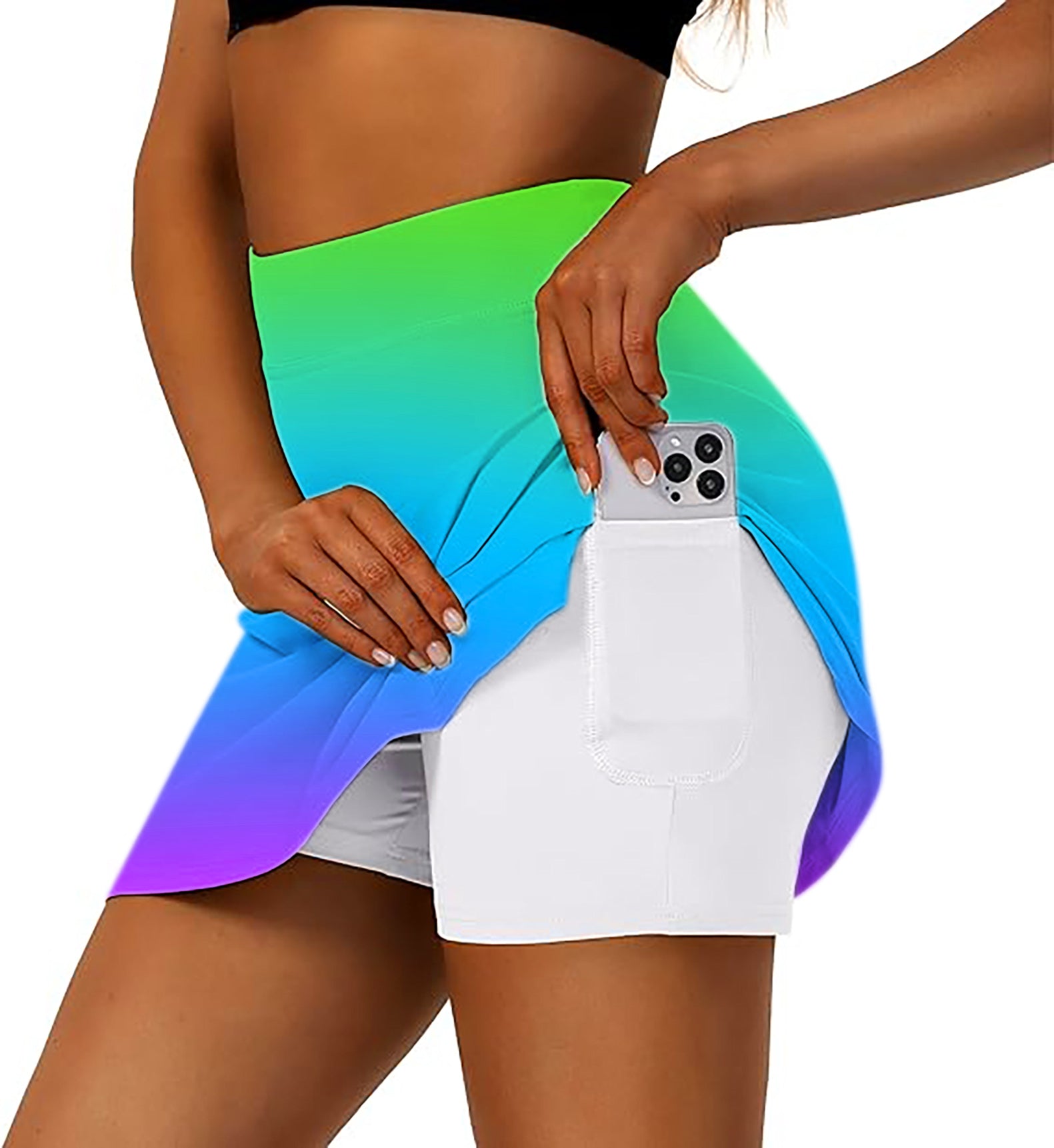 Women's Neon Gradients Golf Skirts Inner Shorts Pocket
