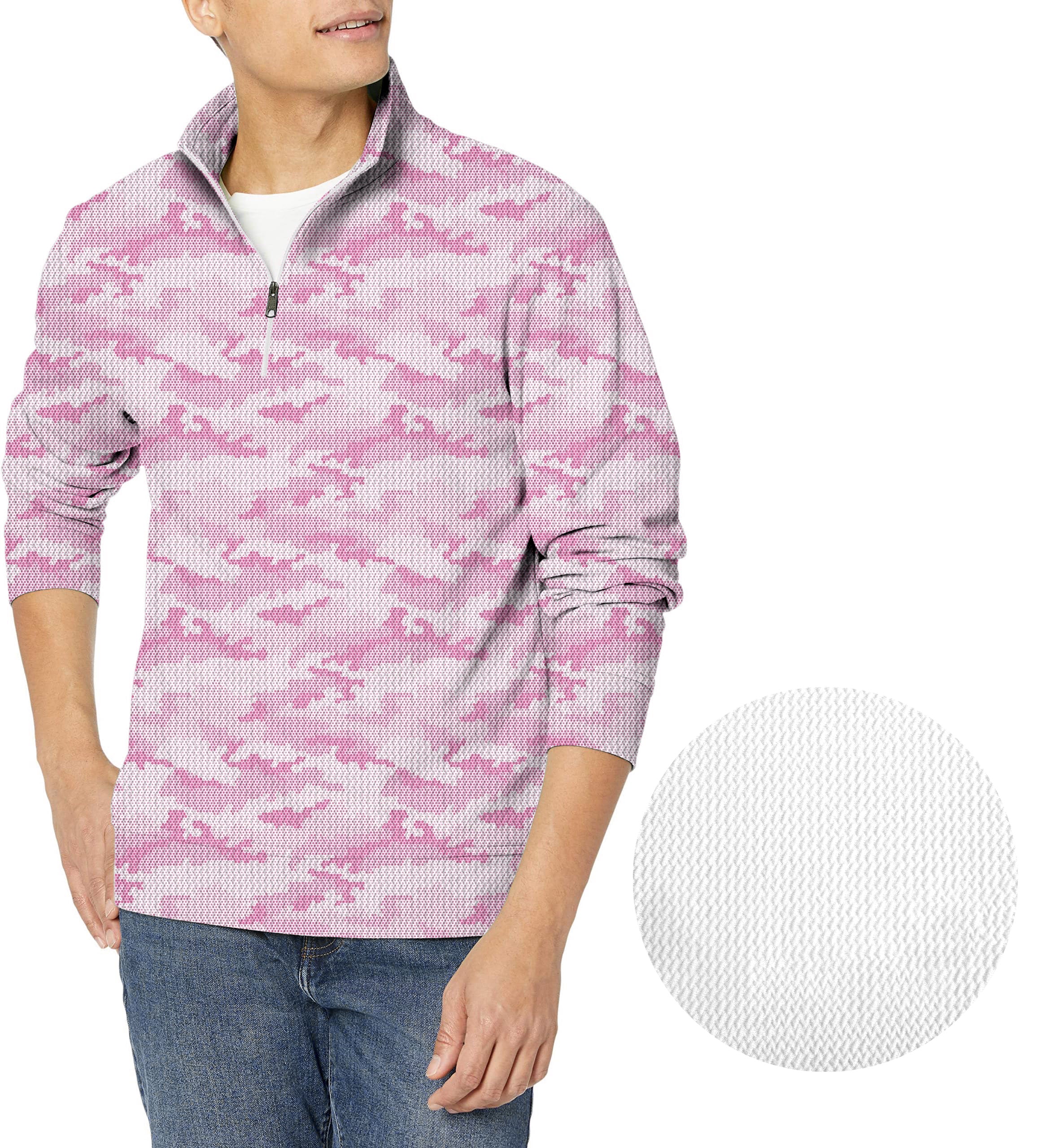 PINK HEX CAMO-Men's Golf Waffle Zipper Pullover