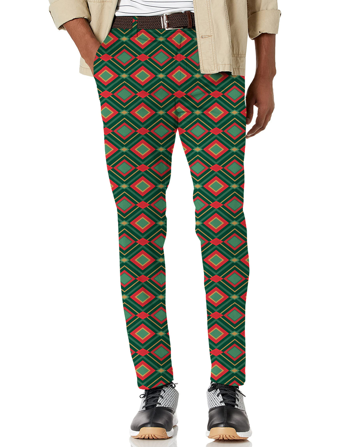 Men's Christmas Argyle Stretch Golf Pants