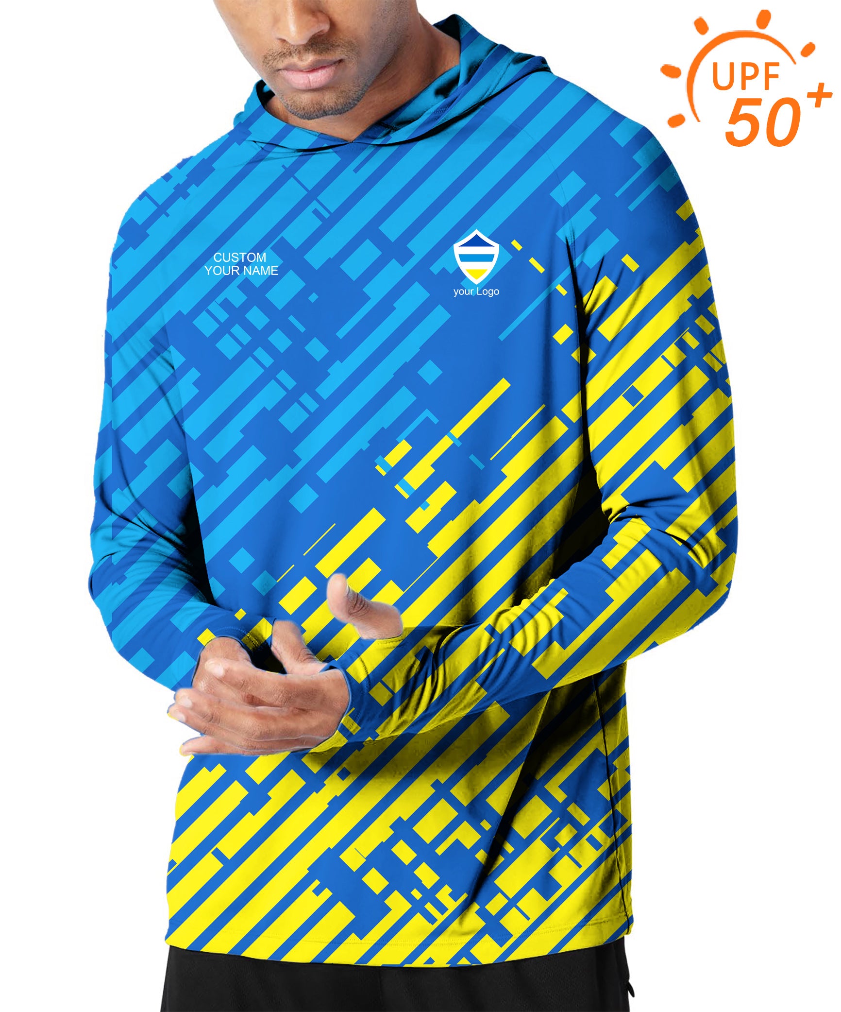 Men's Outdoor blue yellow sport Team Golf Sun Protection Slim Fit hoodies