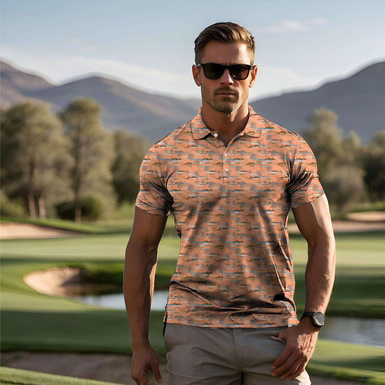 Men's Sweet Coconut trees golf polo