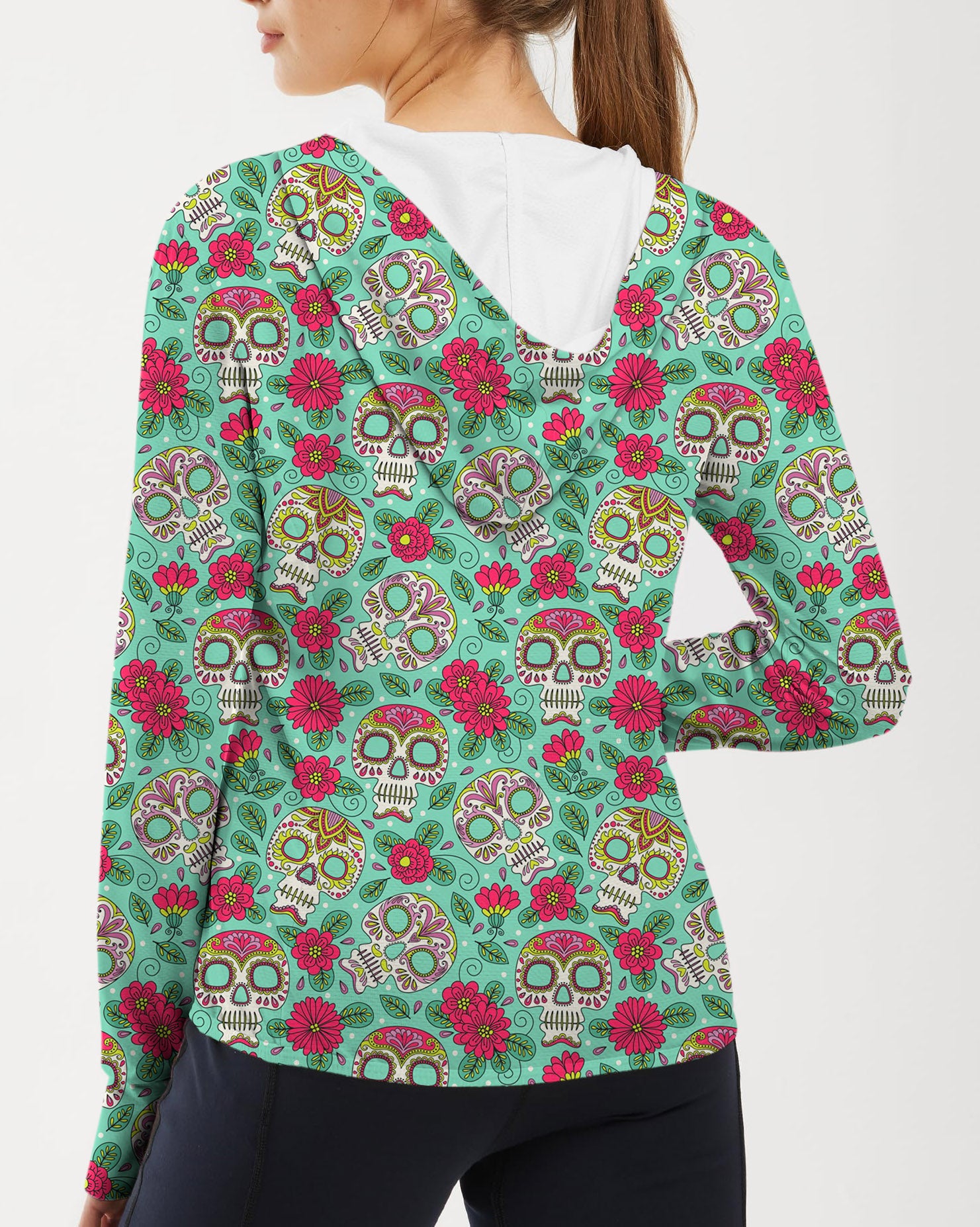 Women's Outdoor Skull and Rose Golf Sun Protection Slim Fit zip hoodies