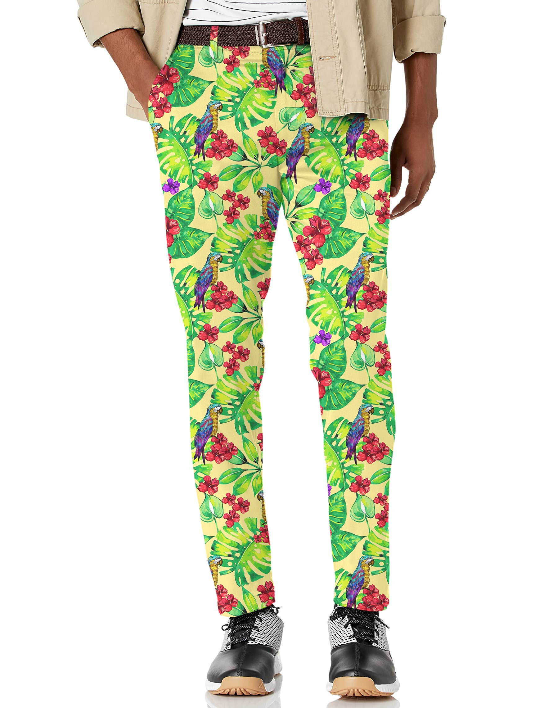 Men's Toucan tropical flowers Stretch Golf pants