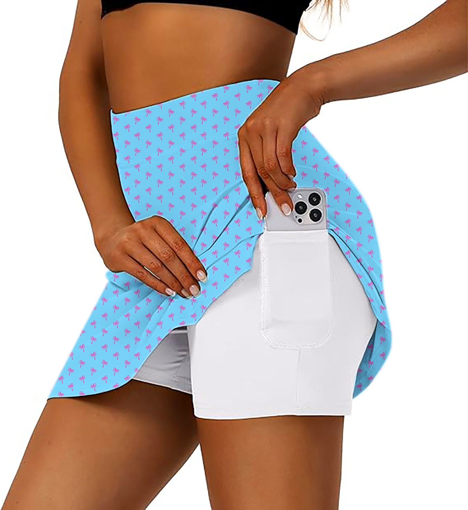 Pink Palm Trees Women's Athletic Golf Skorts Flared Skirts