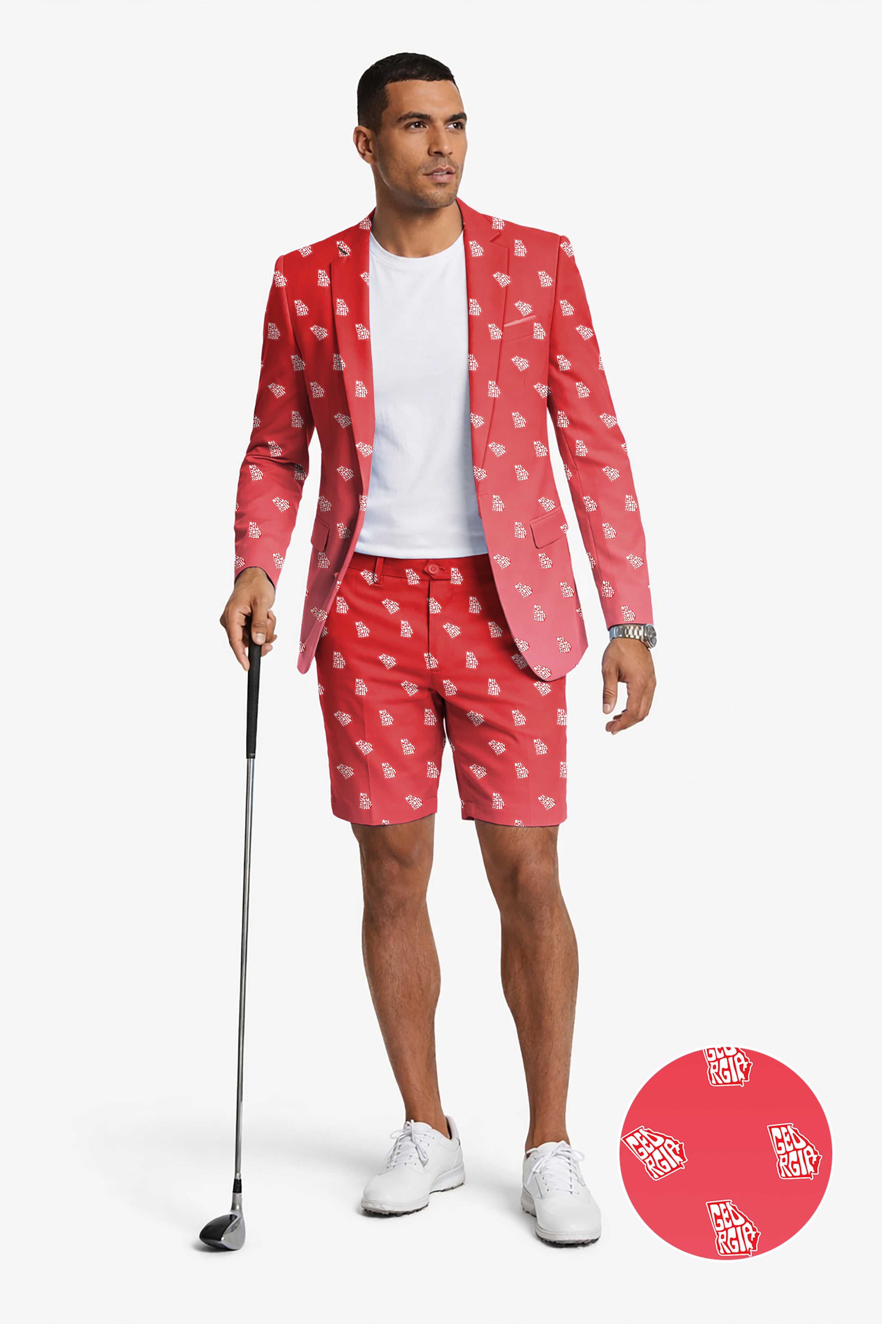 Red Georgia Men's Party Costumes-Theme Party 2pcs Suit set-Blazer Shorts