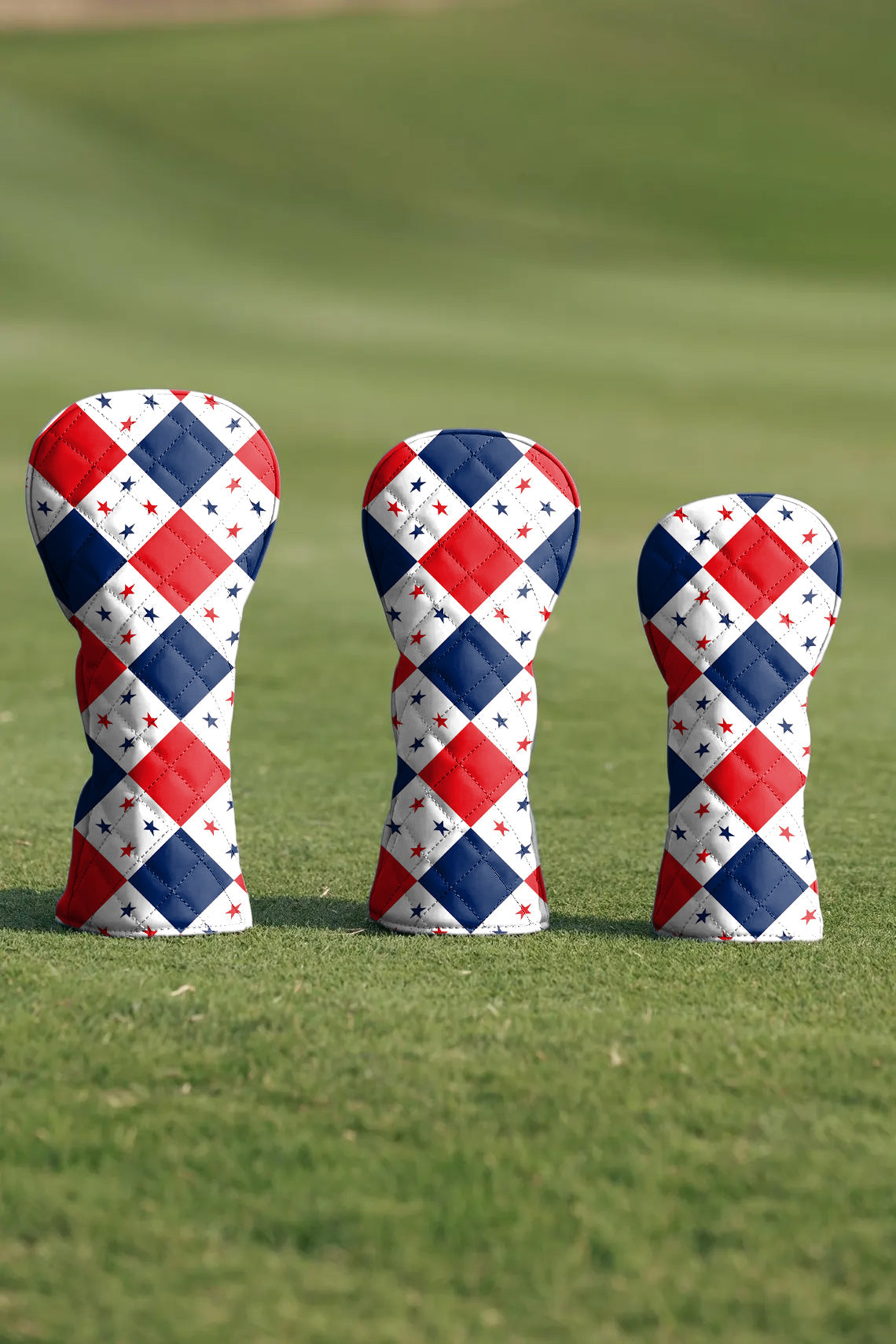 Argyle US Star flag Quilting Golf Cover Set Digital Printing Sewing The Perfect Gift For Your Favorite Team 4 Pcs Set