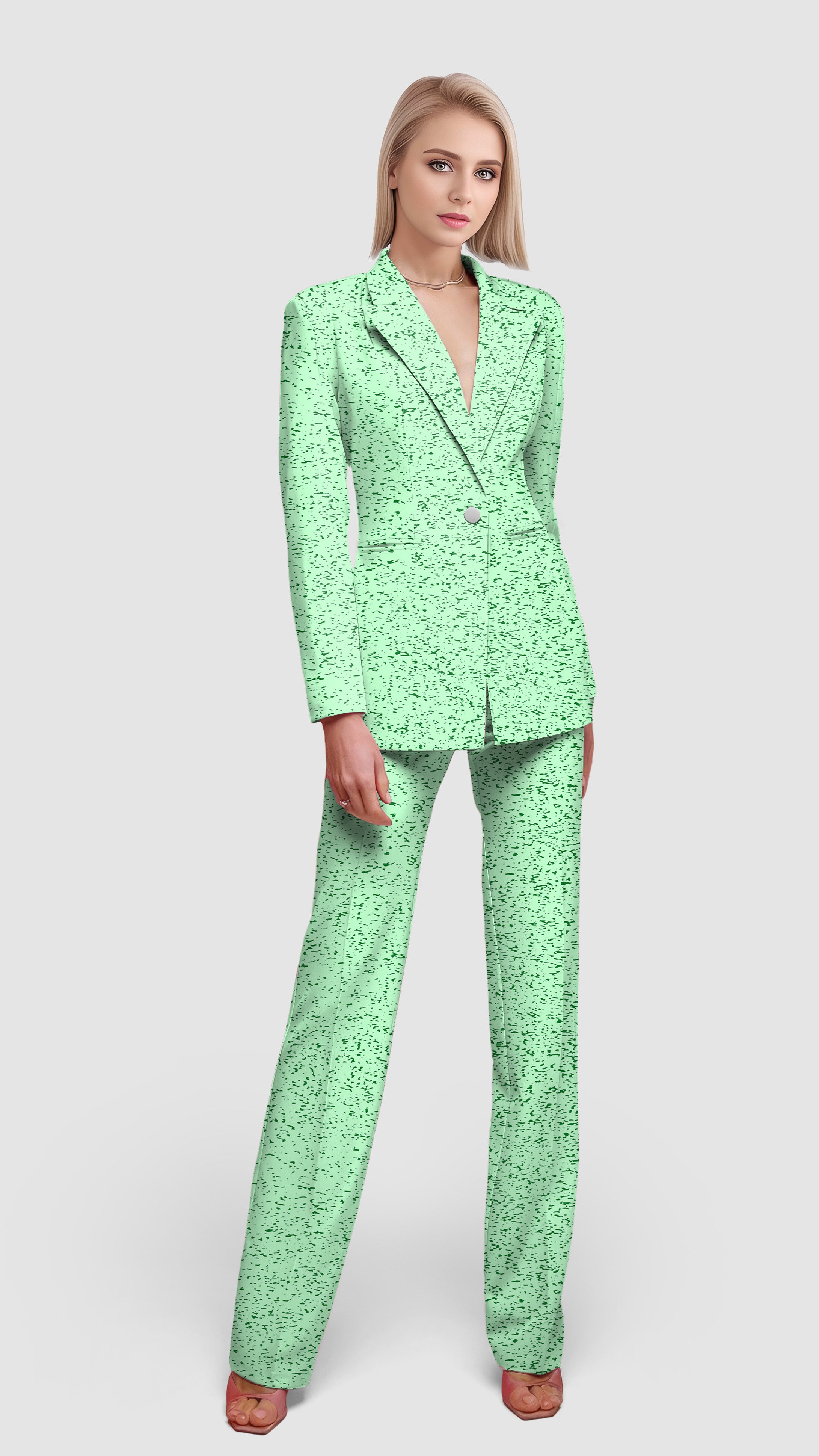 Graffiti Greens-Women's Blazer Casual Work Office Blazer Suit set