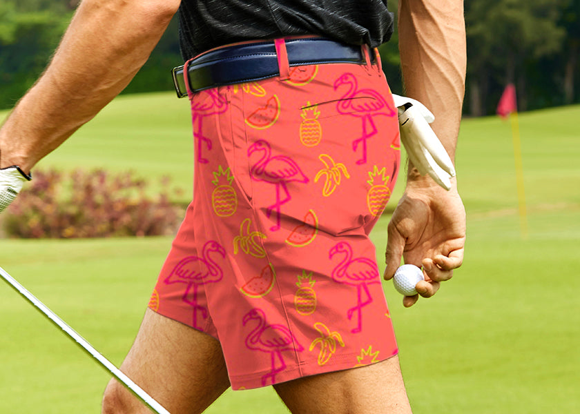 Men Fruity Flamingo Golf Shorts