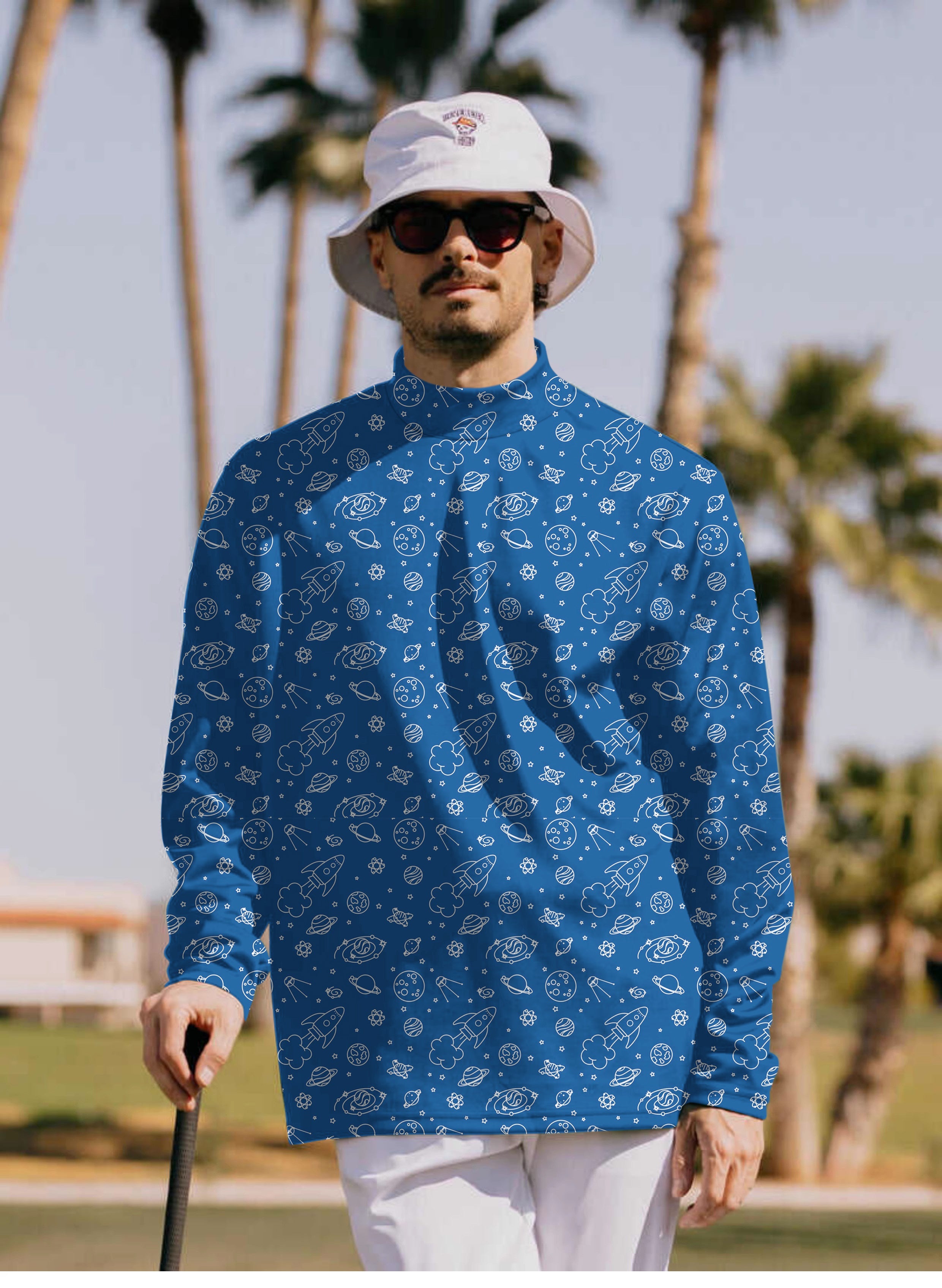 Men's Space Out Pullover High neck Long/Short sleeve T-Shirt