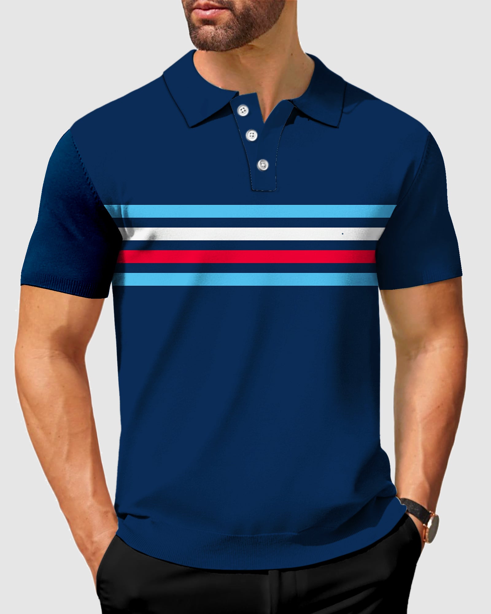 Men's Mix Horizontal stripes-Stripe Series Polo