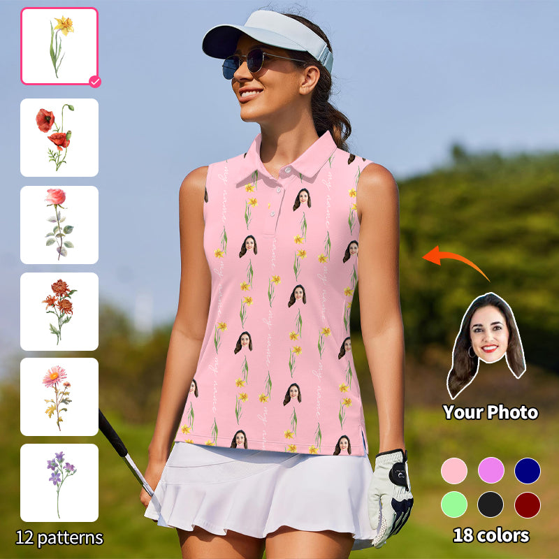 Custom Mother's Day Flowers Women's golf Sleeveless shirt