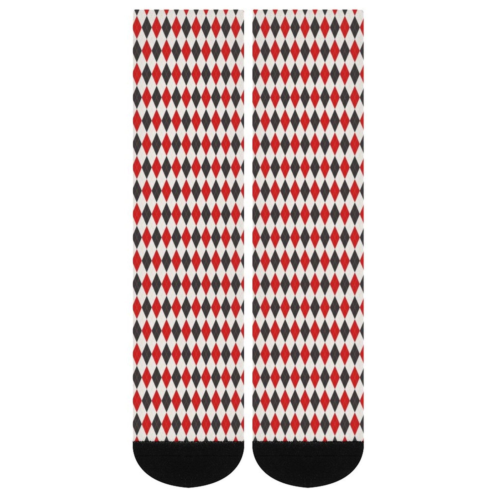 Argyle Red black grid Prined socks Gifts for Men Women