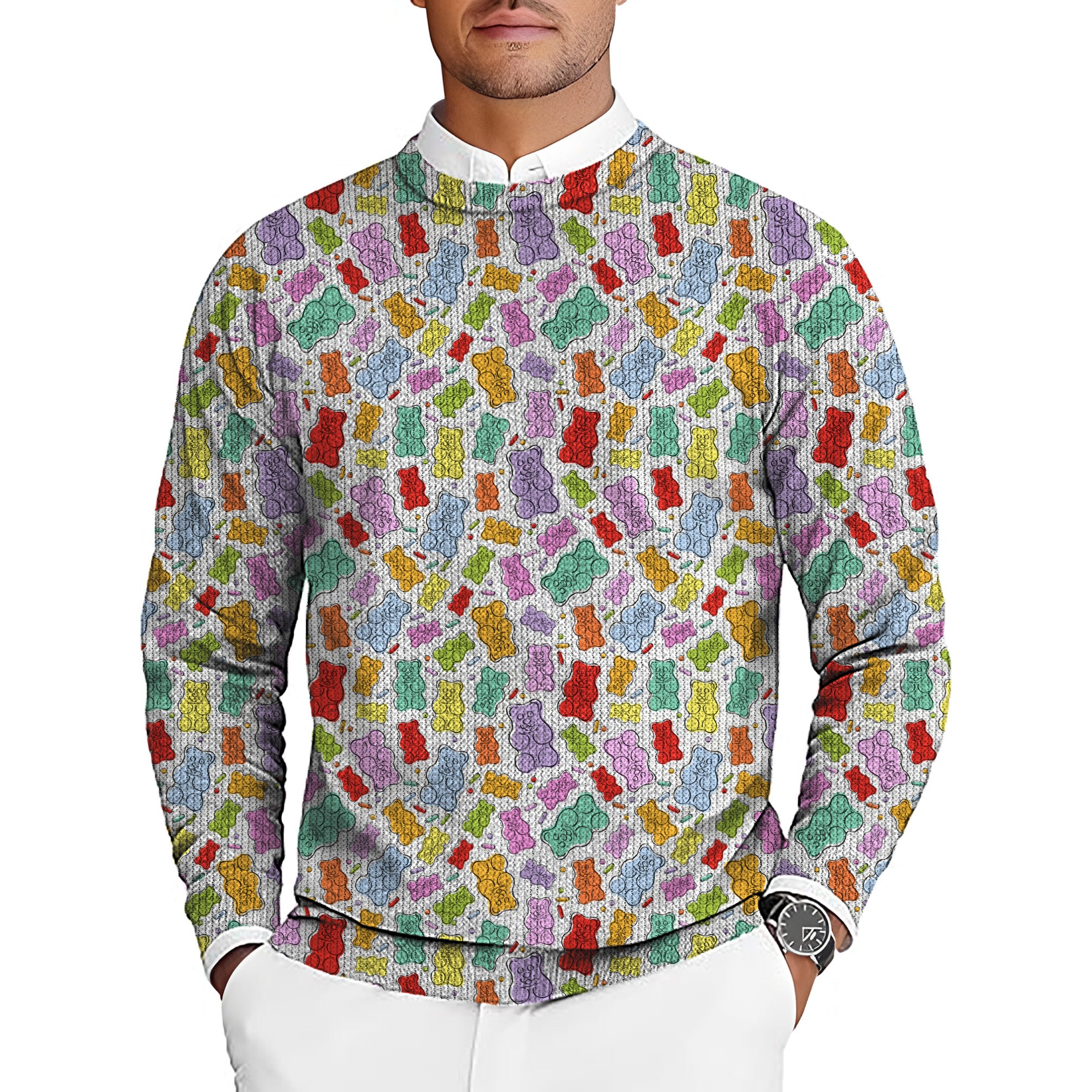 Gummy Bears Men's Golf Crewneck Pullover Sweaters Ugly Sweater
