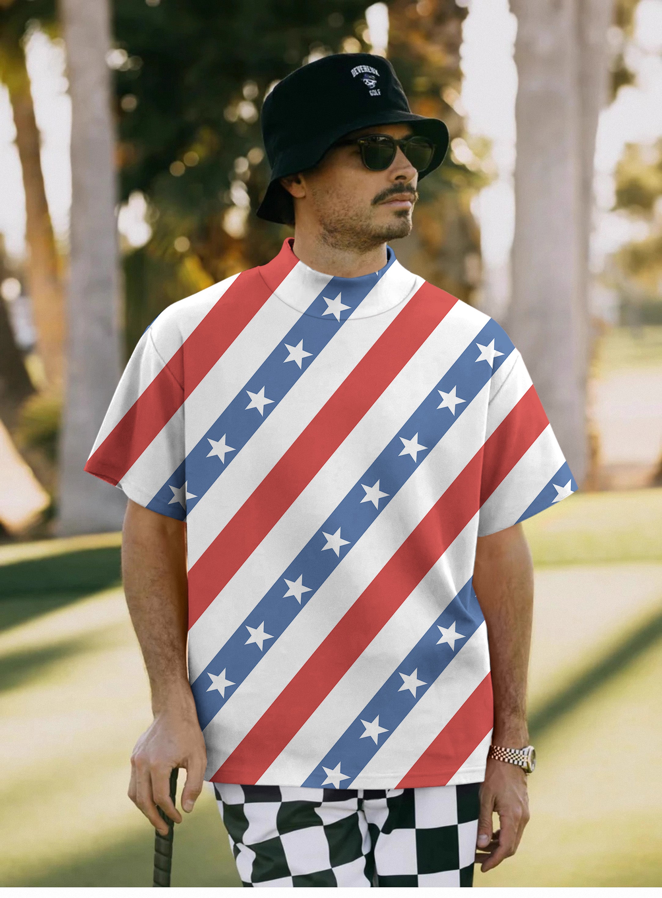 Men's American President Day Pullover High neck Long/Short sleeve T-Shirt