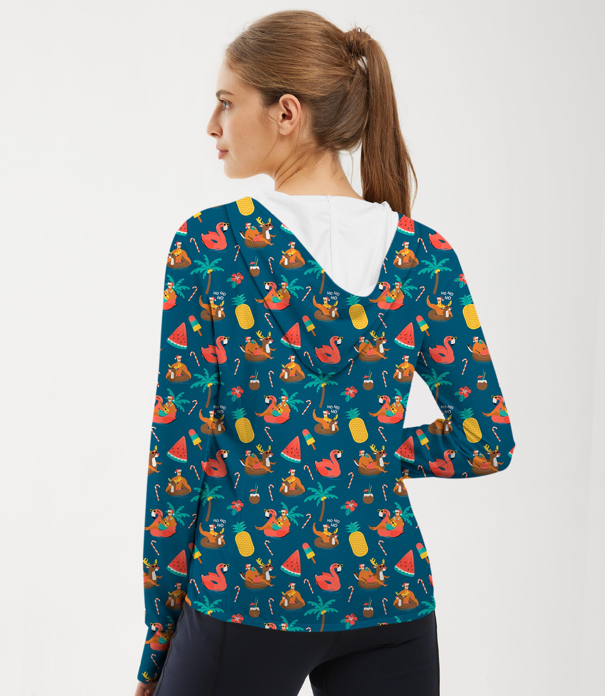 Women's Outdoor Christmas Santa reindeer Summer Golf Sun Protection Slim Fit zip hoodies