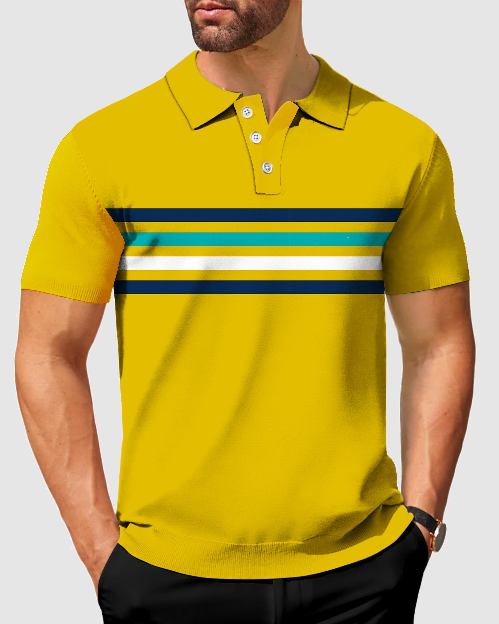 Men's Mix Horizontal stripes-Stripe Series Polo