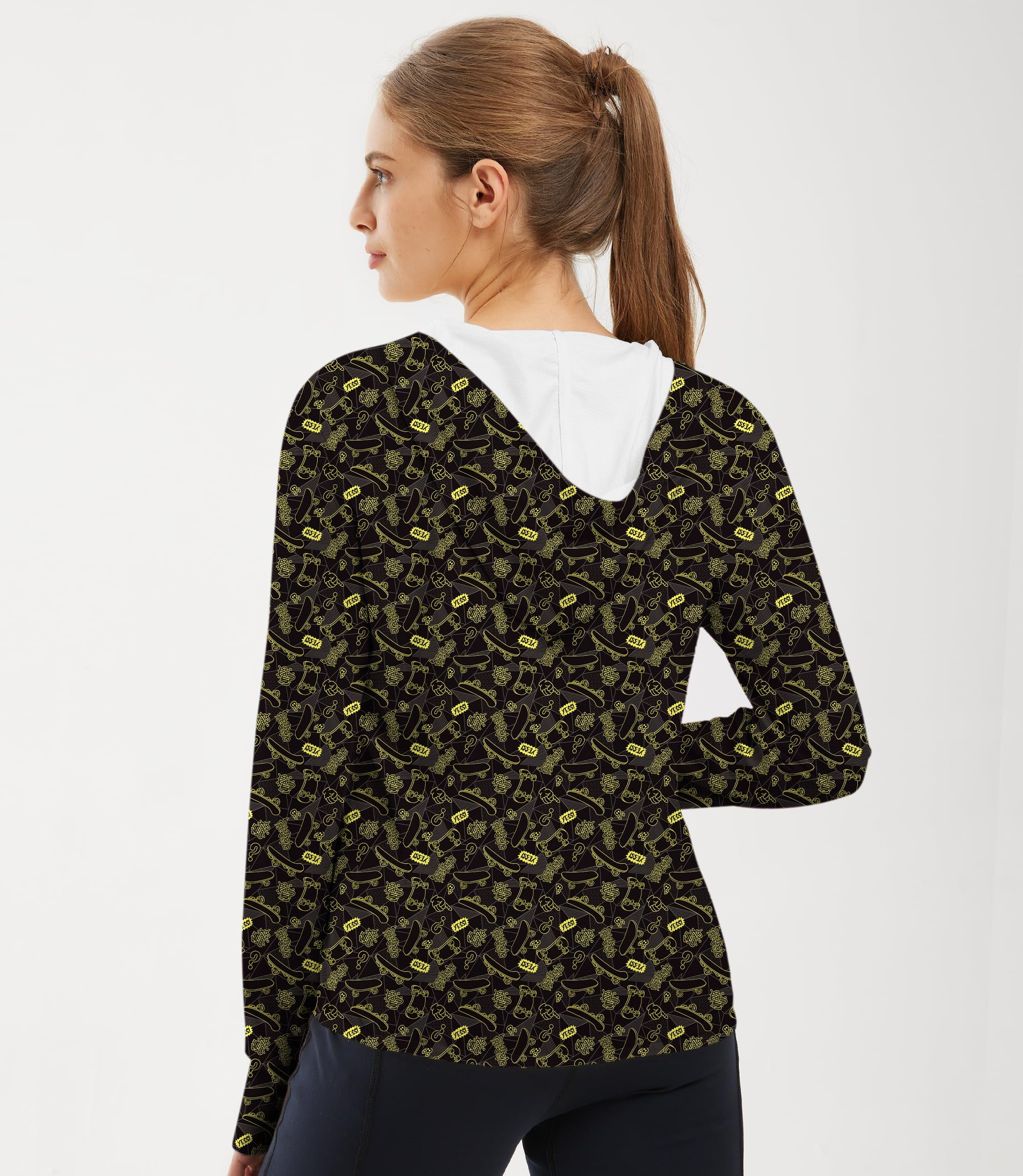 Women’s Outdoor Yessi Golf slim fit zip hoodie with UPF 50+ sun protection and thumb holes for outdoor activities