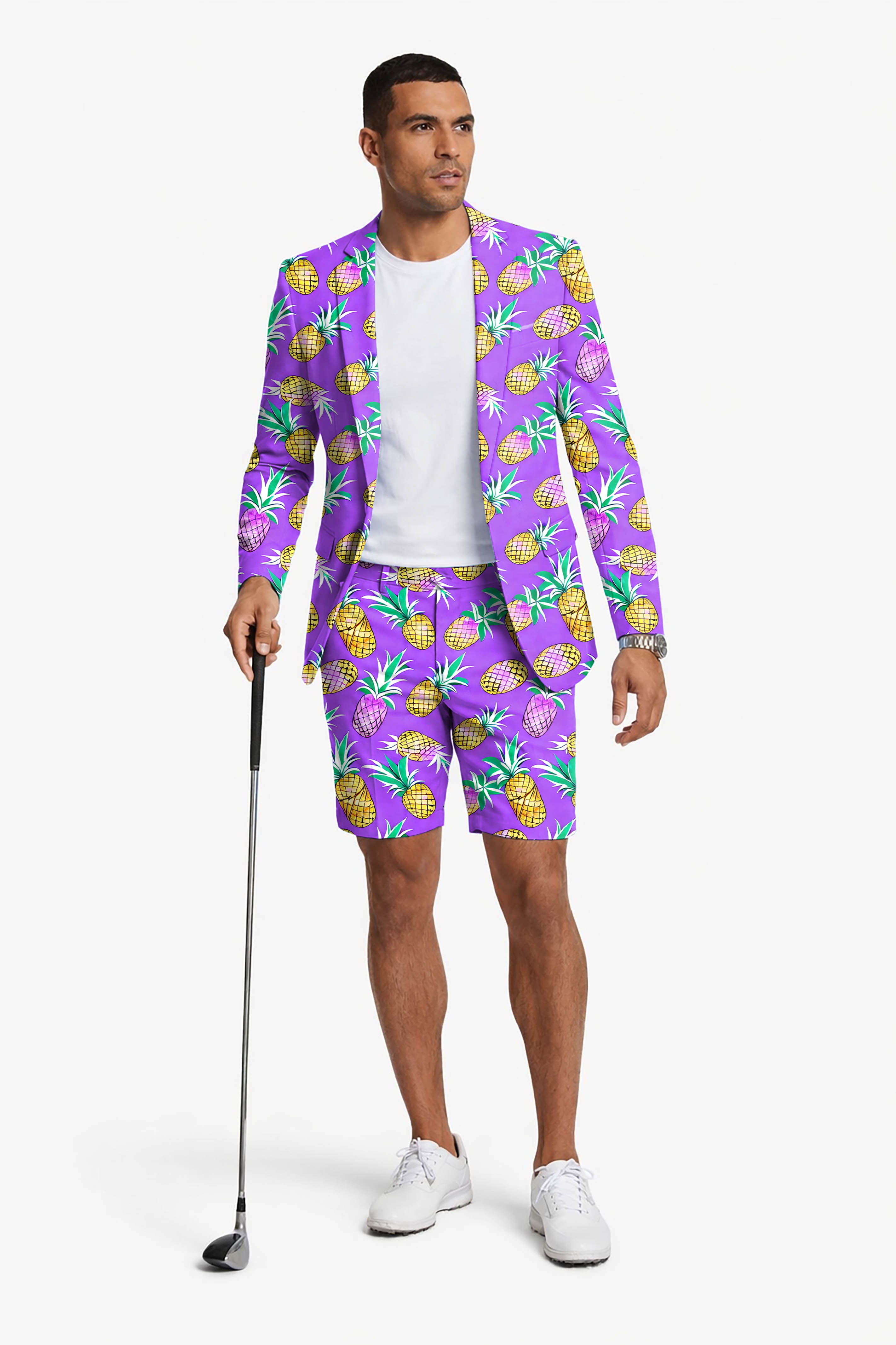 Purple Pineapple Men's Party Costumes-Theme Party 2pcs Suit set-Blazer Shorts