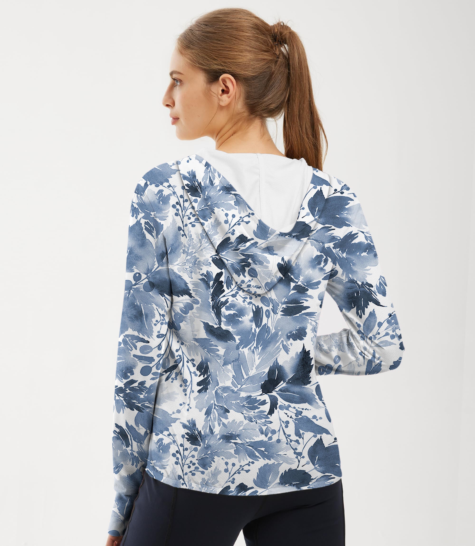 Women's Outdoor BLUE LEAVES Golf Sun Protection Slim Fit zip hoodies