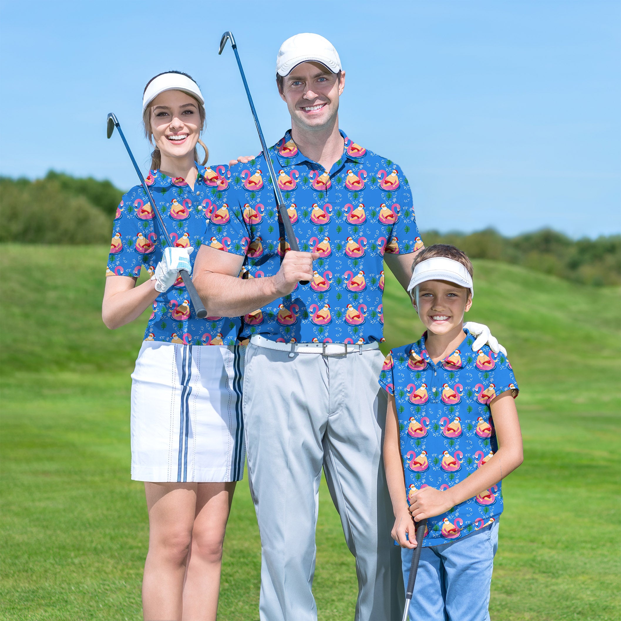 Golf Polo Family set Santa Pool Party Christmas