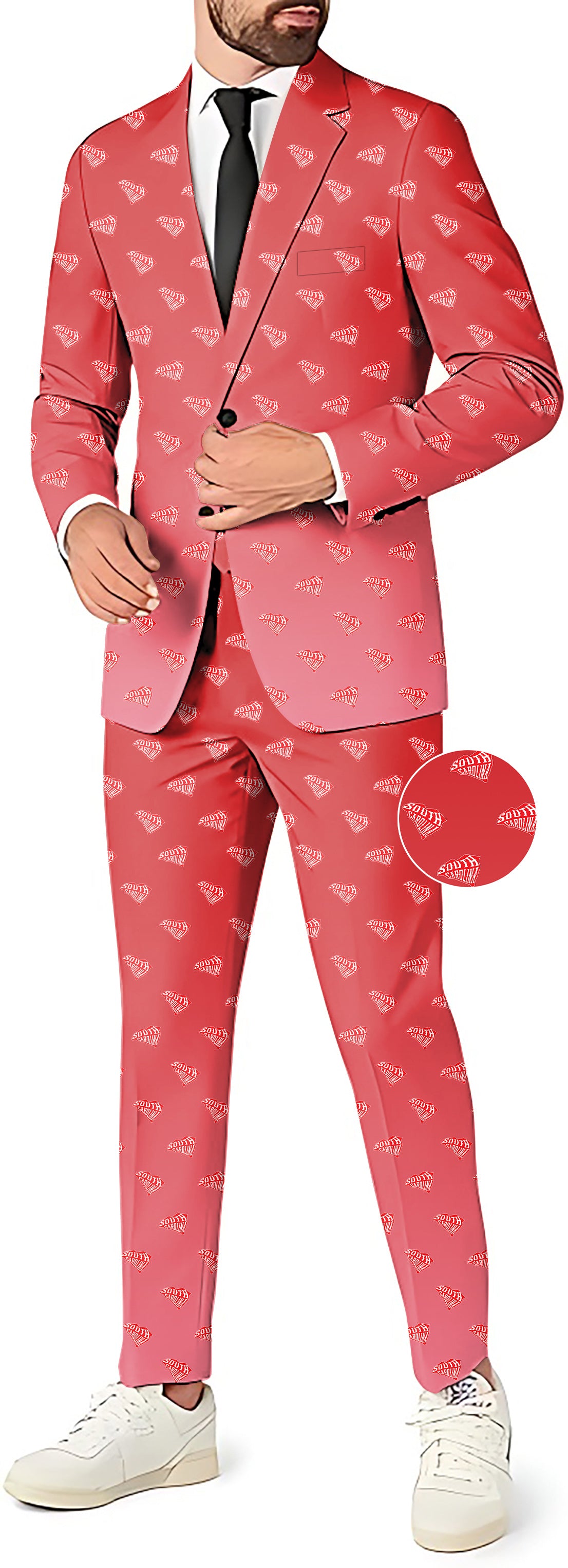 Red South Carolina Men's Party Costumes-Theme Party 2 or 3pcs Suit set-Blazer Pants & Vest