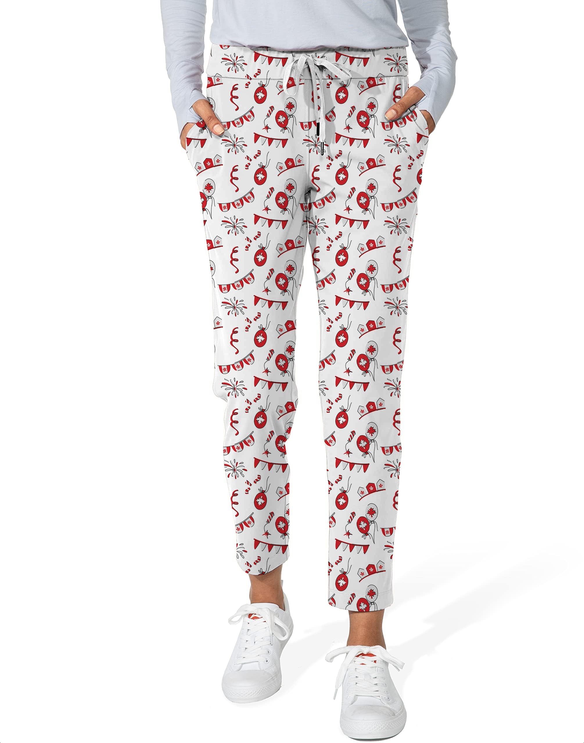 Women's 7/8 stretch ankle golf pants with Canadian Flag Celebration print