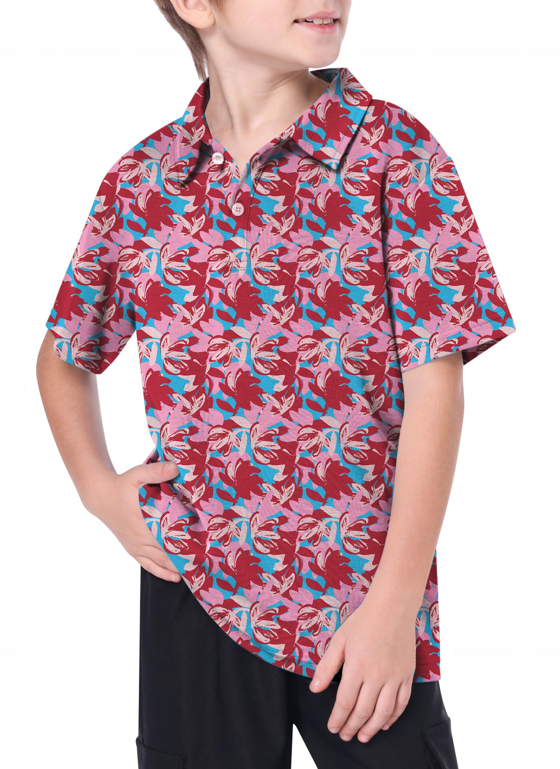 Youth Oil painting of flowers Golf Polo