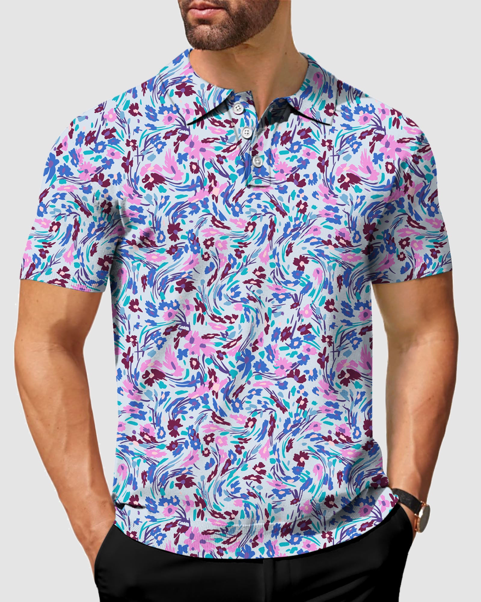 Men's summer floral Golf Polo
